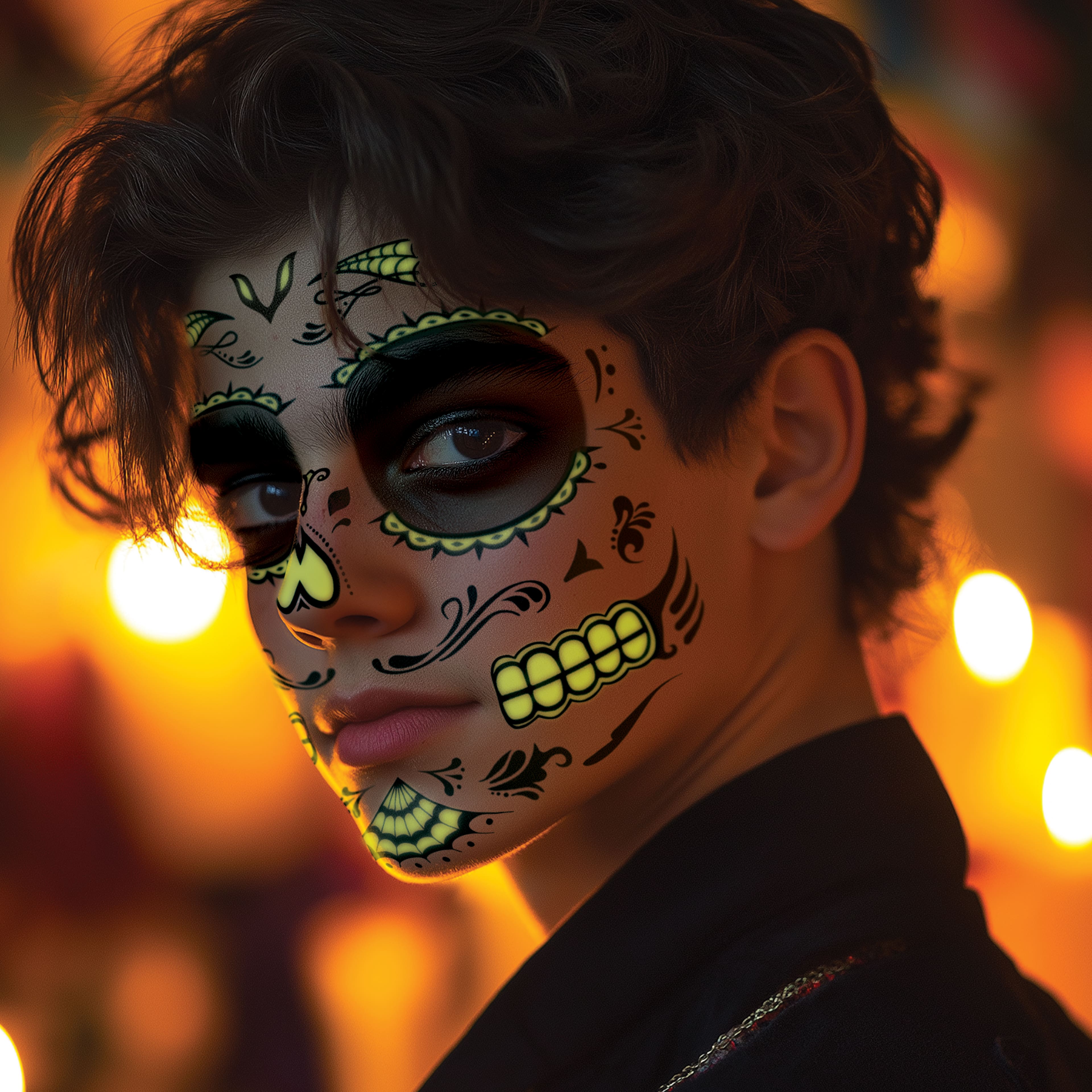 Savvi Glow-in-the-Dark Skull Costume Tattoos