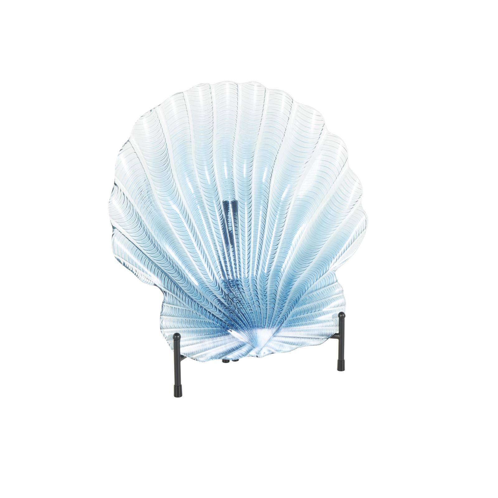 19" Blue Ombre Glass Seashell Charger with Metal Stand