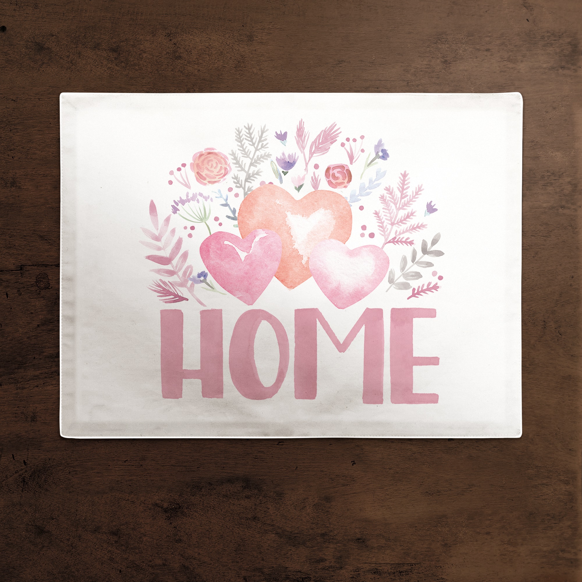 Home Where Heart Is Floral Placemat 18x14 Cotton Twill Placemat