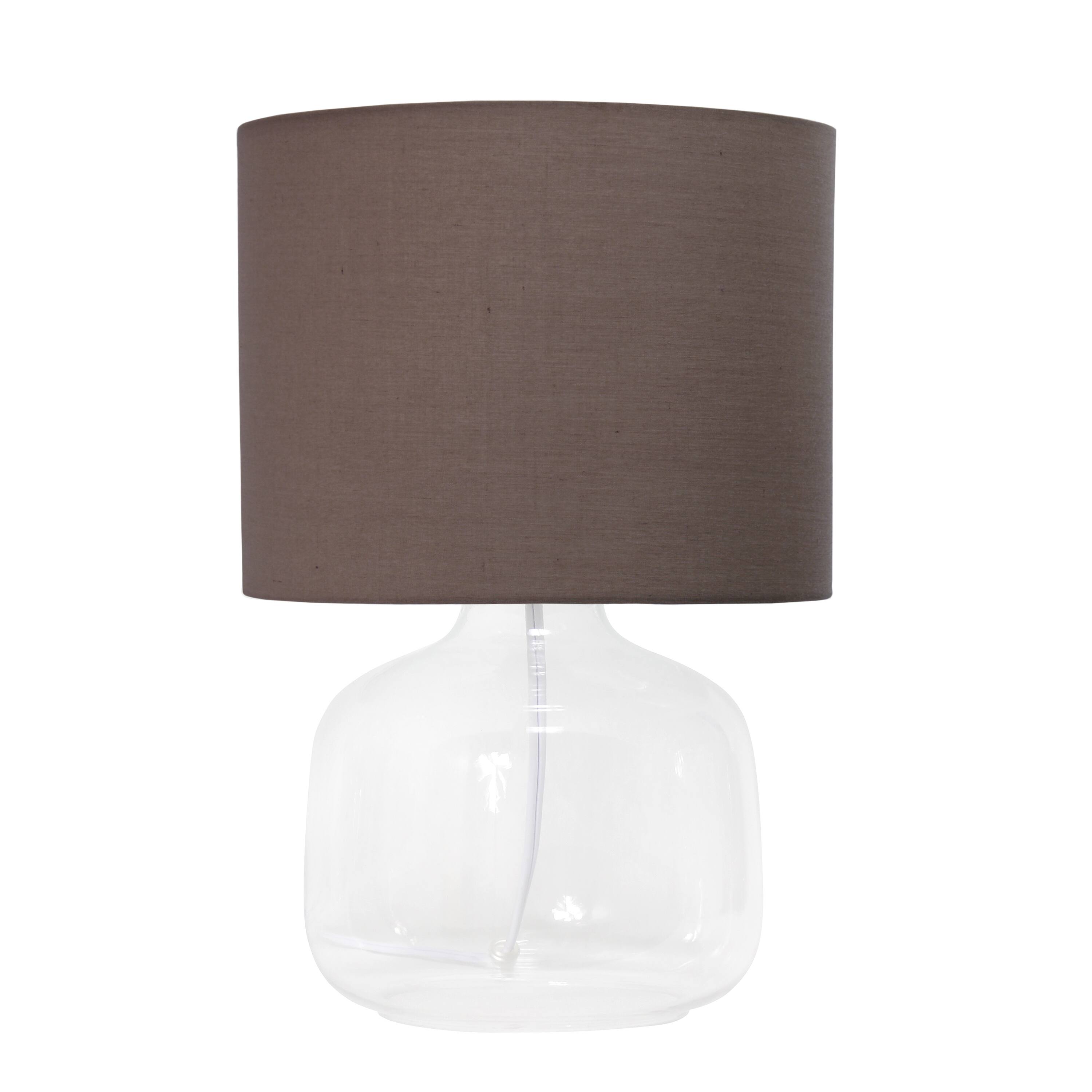Simple Designs 14" Glass Table Lamp with Gray Fabric Shade
