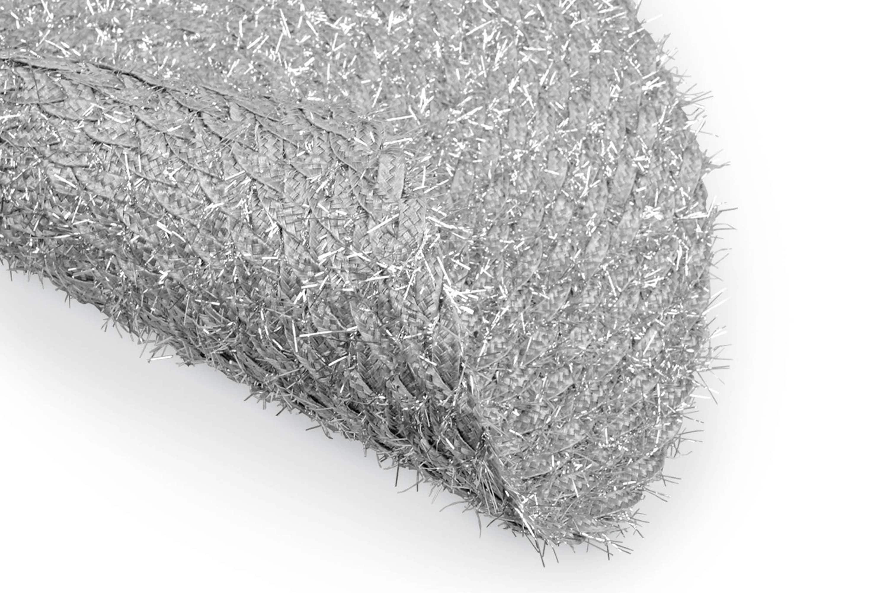 DII® Silver Round Polypropylene Woven Tinsel Placemat (Set of 6)
