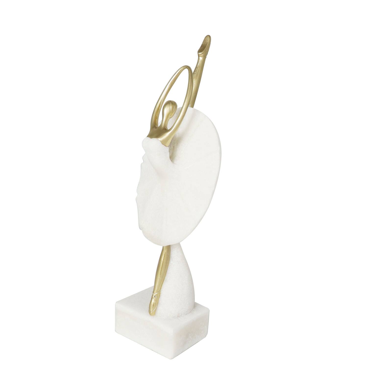 14&#x22; Cream Polystone Ballet Dancer Sculpture D&#xE9;cor