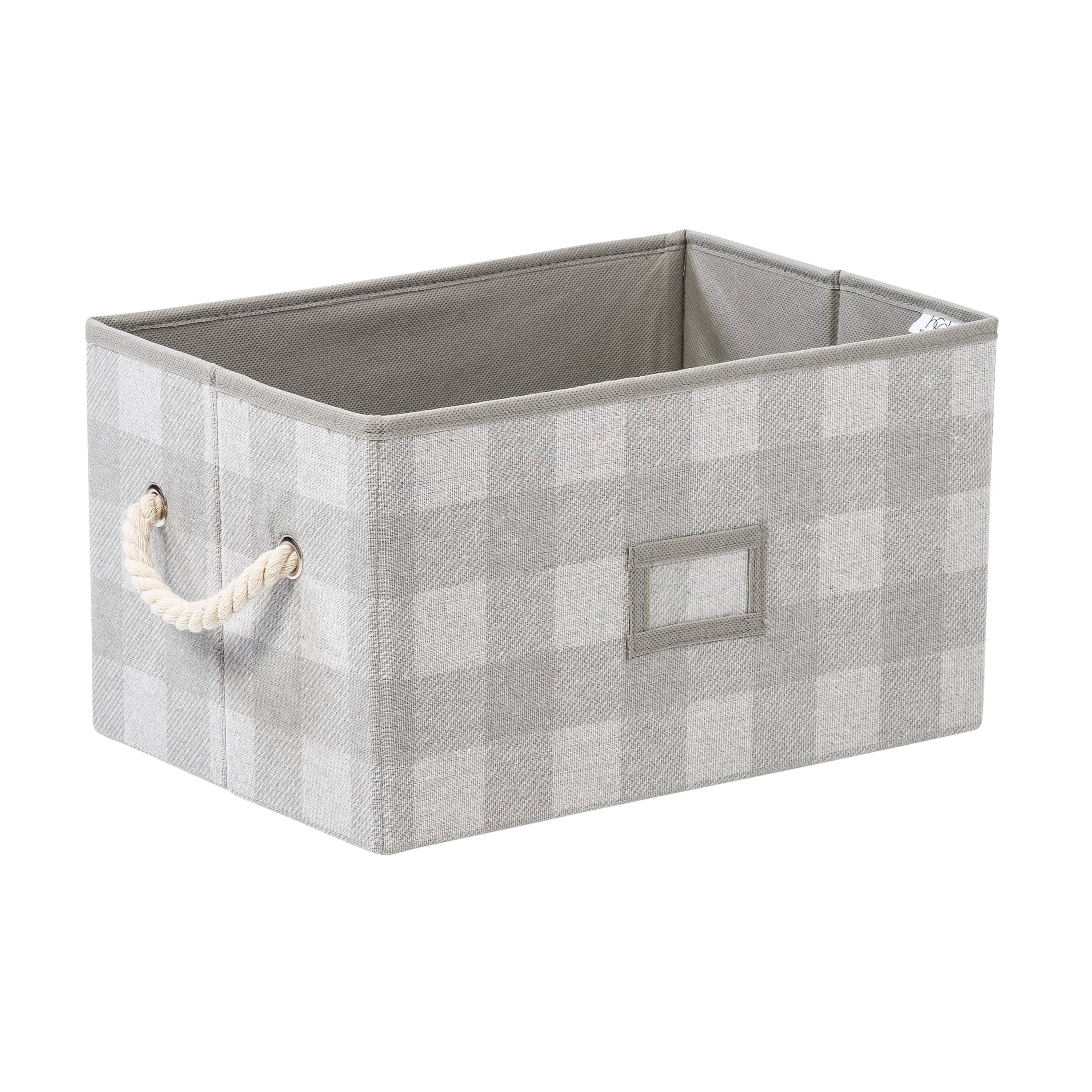 Honey Can Do Gray Plaid Large Collapsible Fabric Storage Bins With Handles Set, 3ct.
