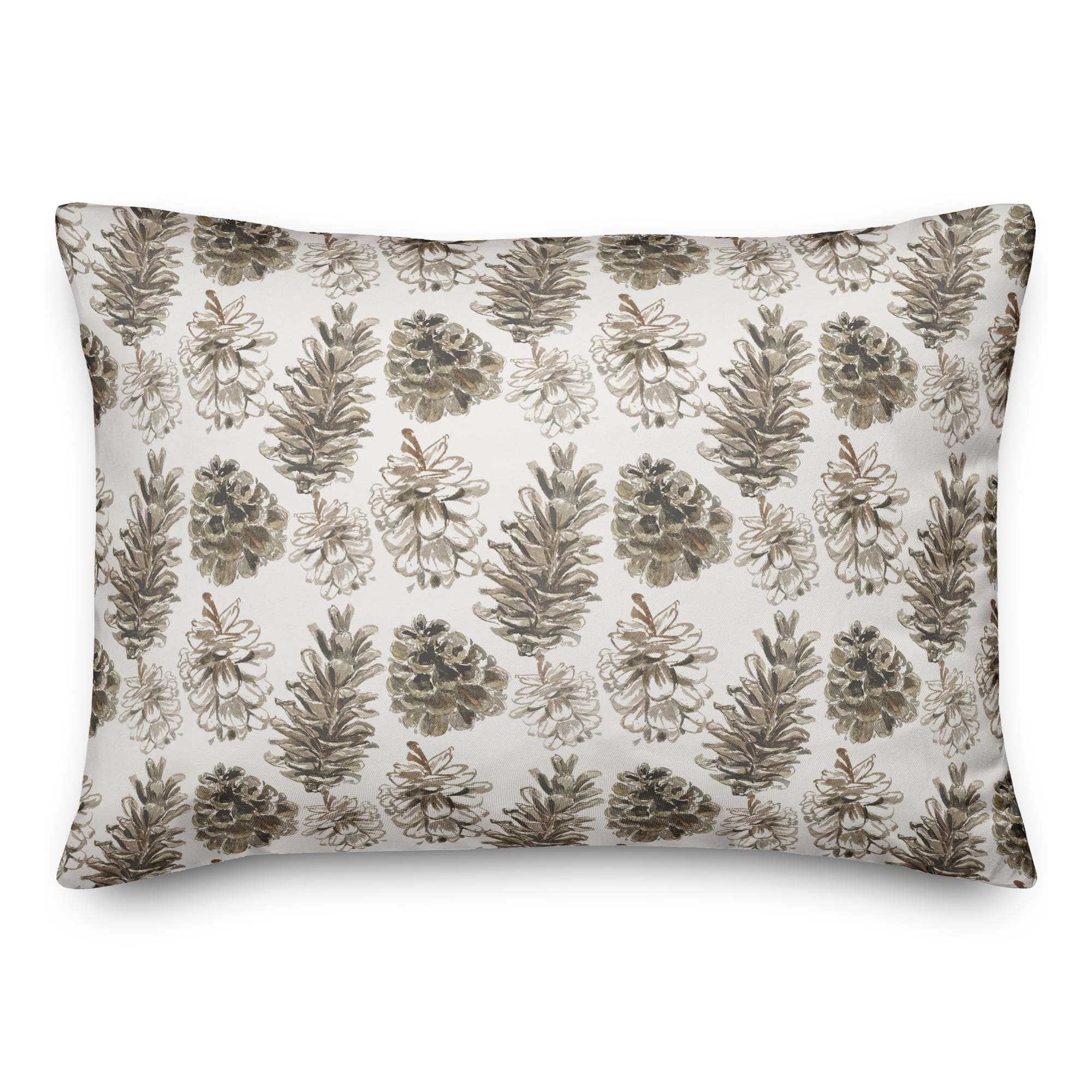 Pinecones on White Rectangle Throw Pillow