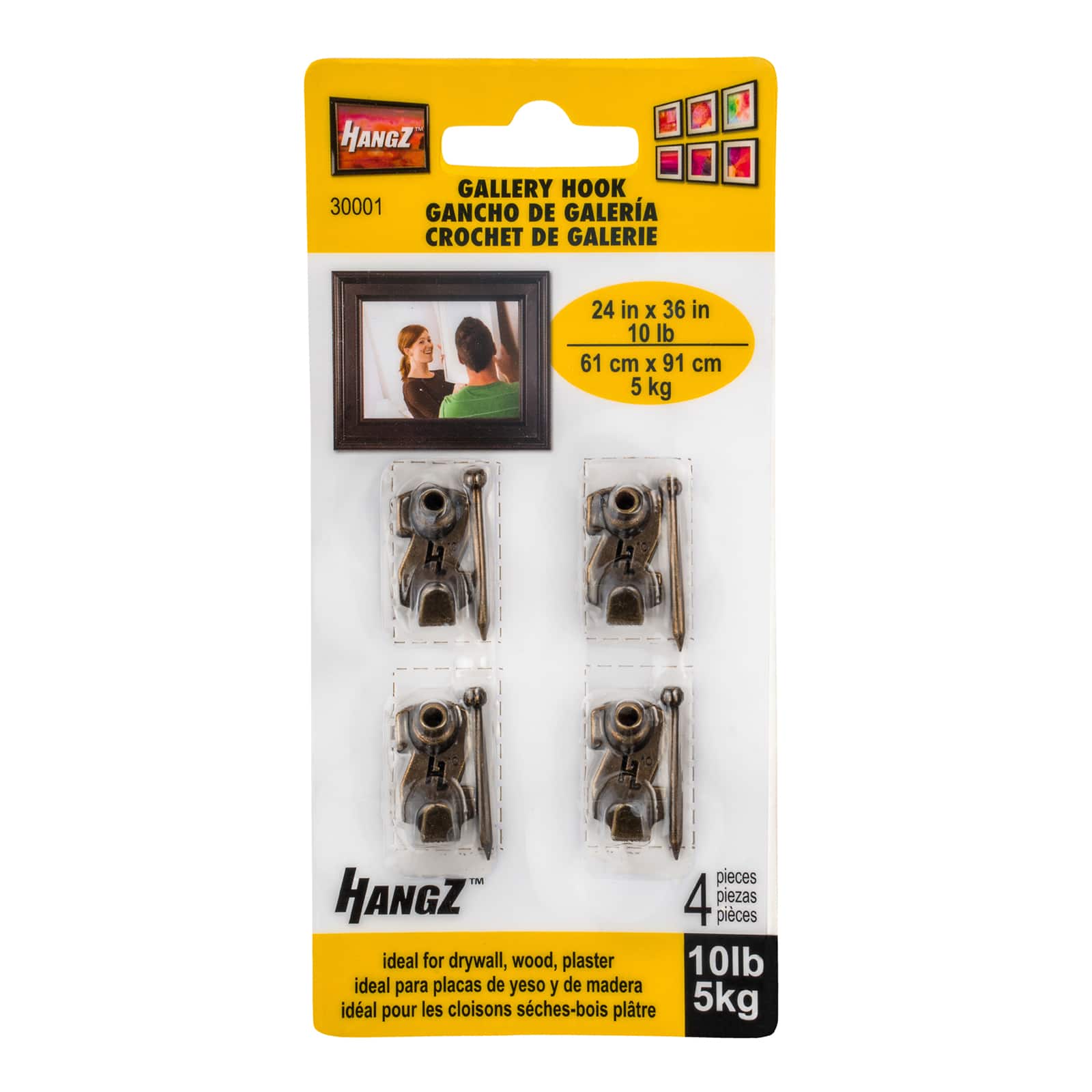 HangZ&#x2122; 10lb. Gallery Picture Hooks, 4ct.