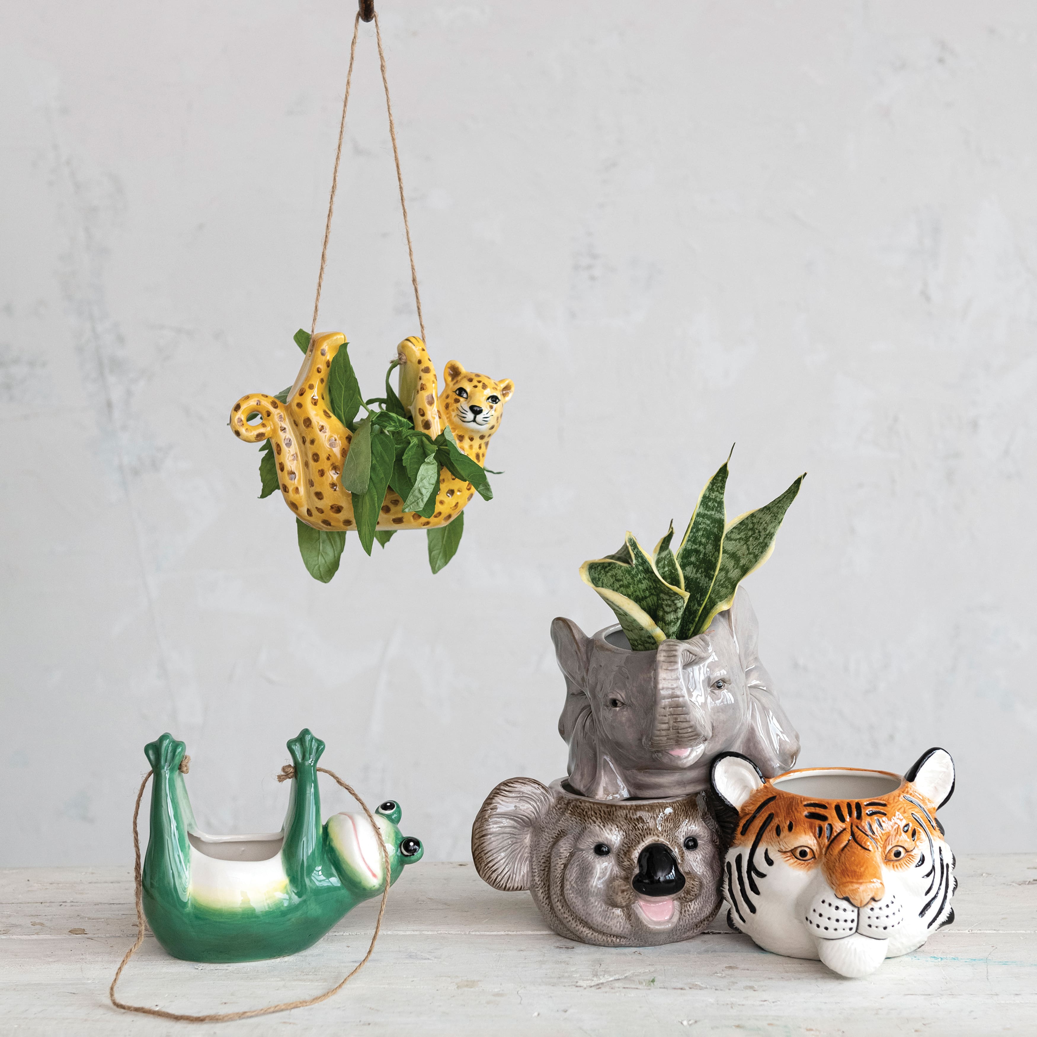 Hello Honey&#xAE; 6&#x22; Round Ceramic Tiger Head Planter