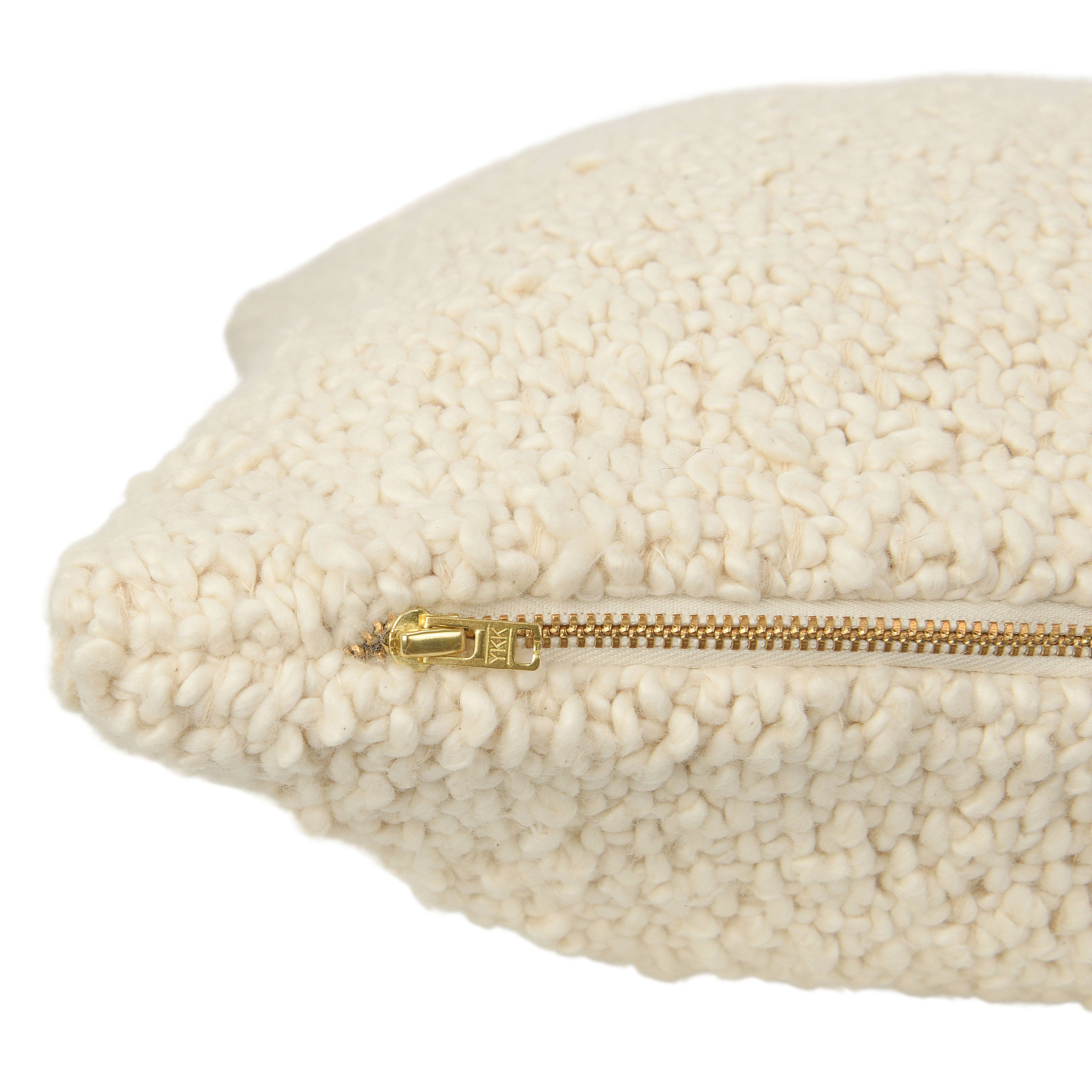 Hello Honey&#xAE; Cream Woven Cotton Boucl&#xE9; Pillow