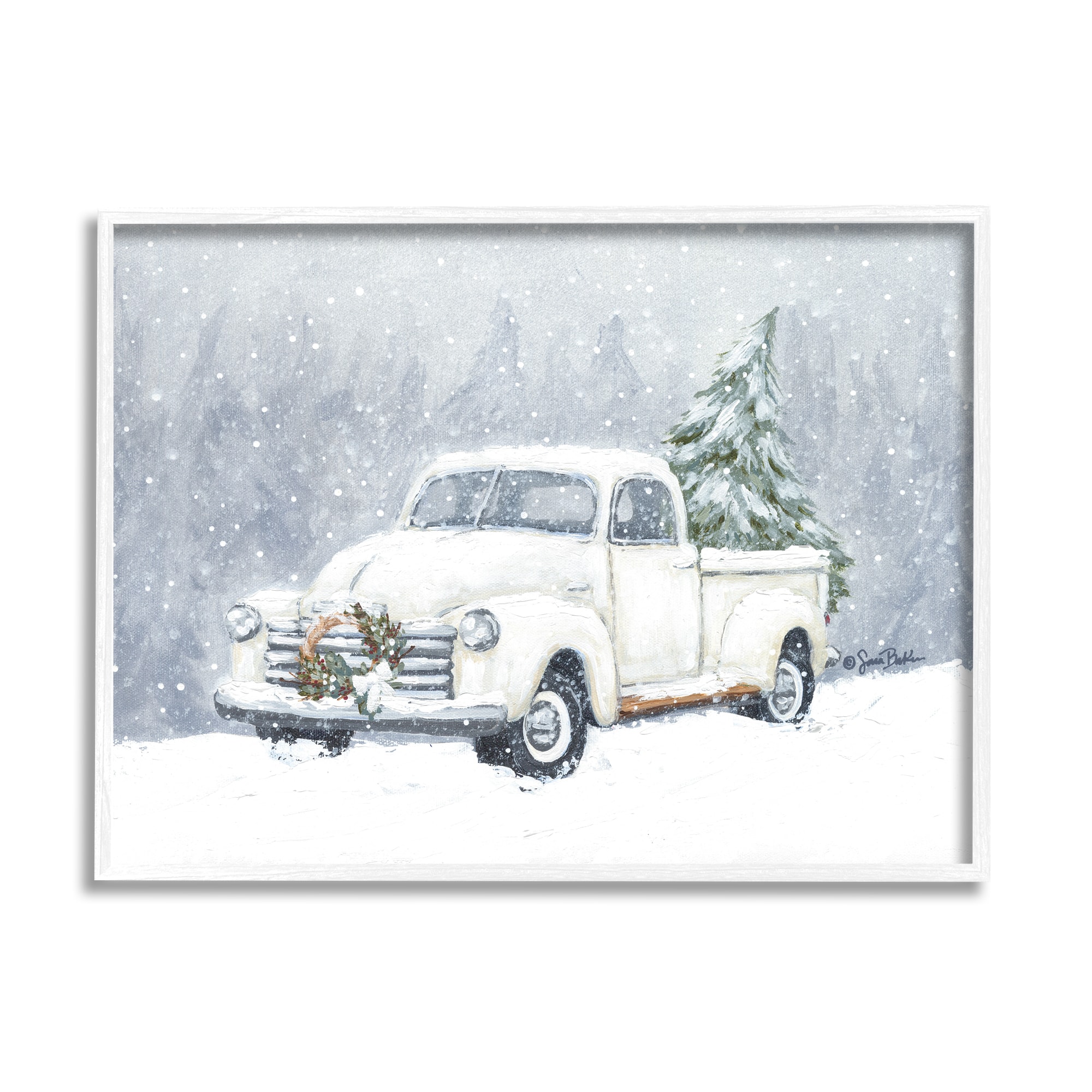 Stupell Industries Seasonal Niveous Snow Truck Scene Framed Giclee Art