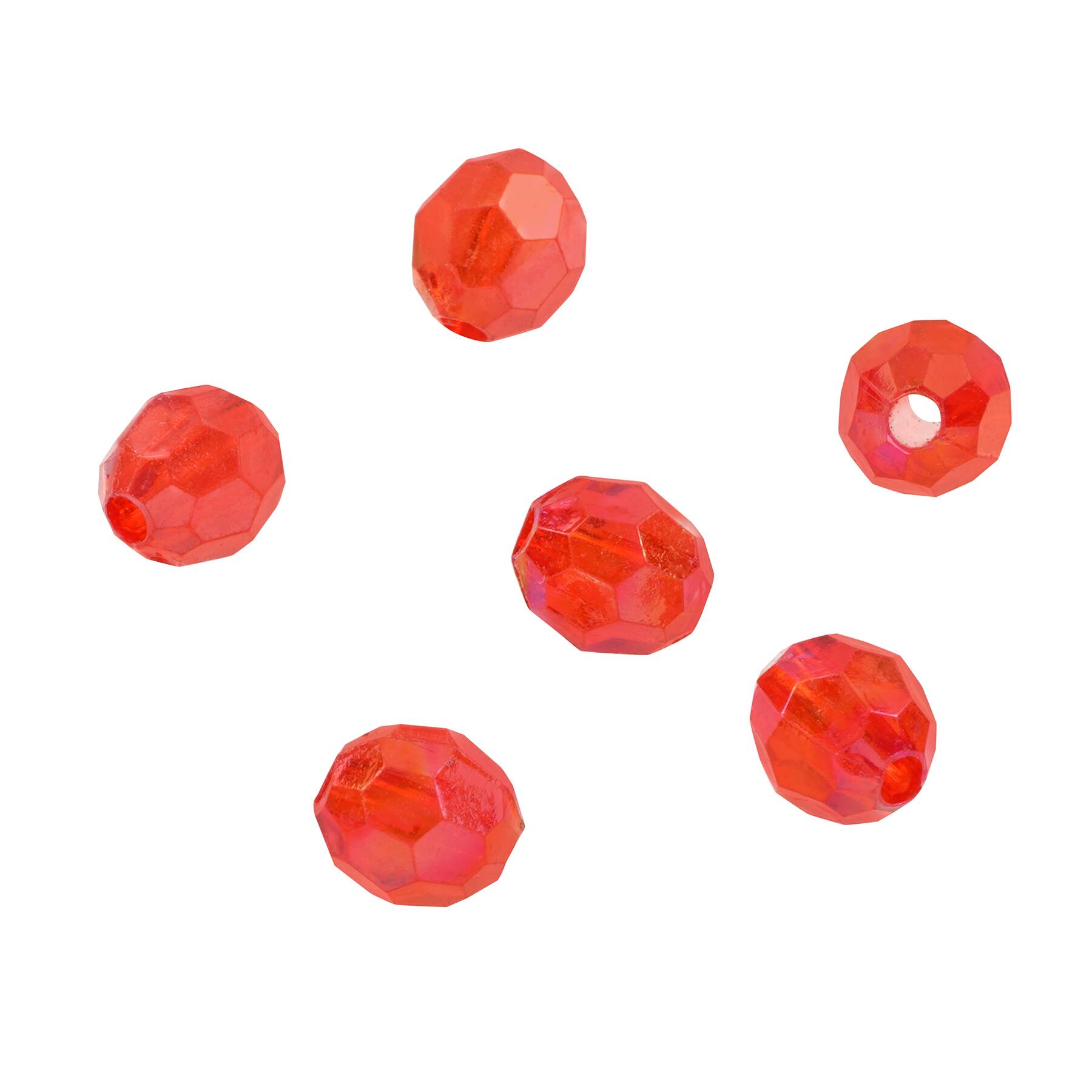 12 Pack: 5.5mm Red AB Faceted Acrylic Round Bead Value Pack by Bead Landing™