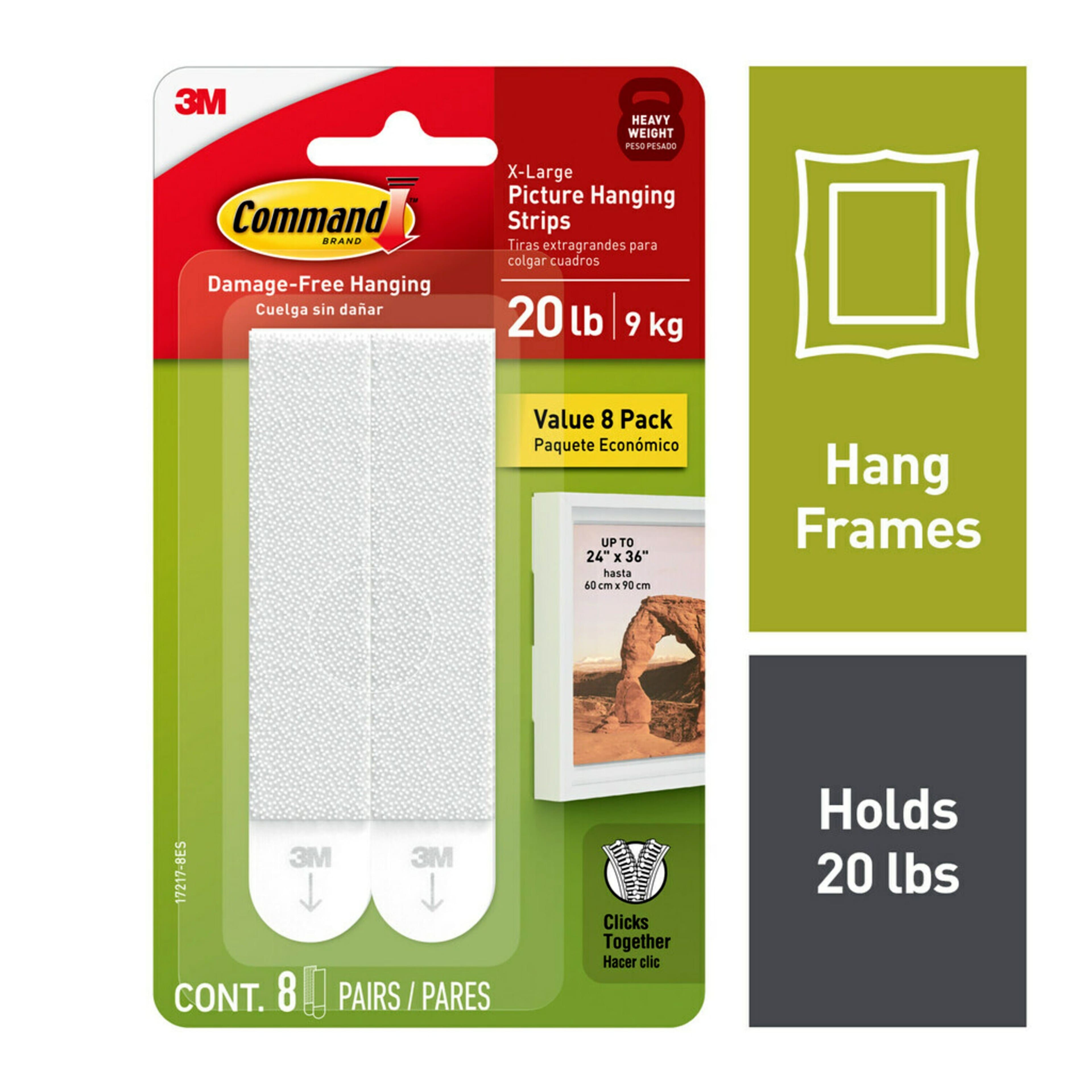8 Packs: 8 ct. (64 total) 3M Command&#x2122; X-Large Picture Hanging Strips
