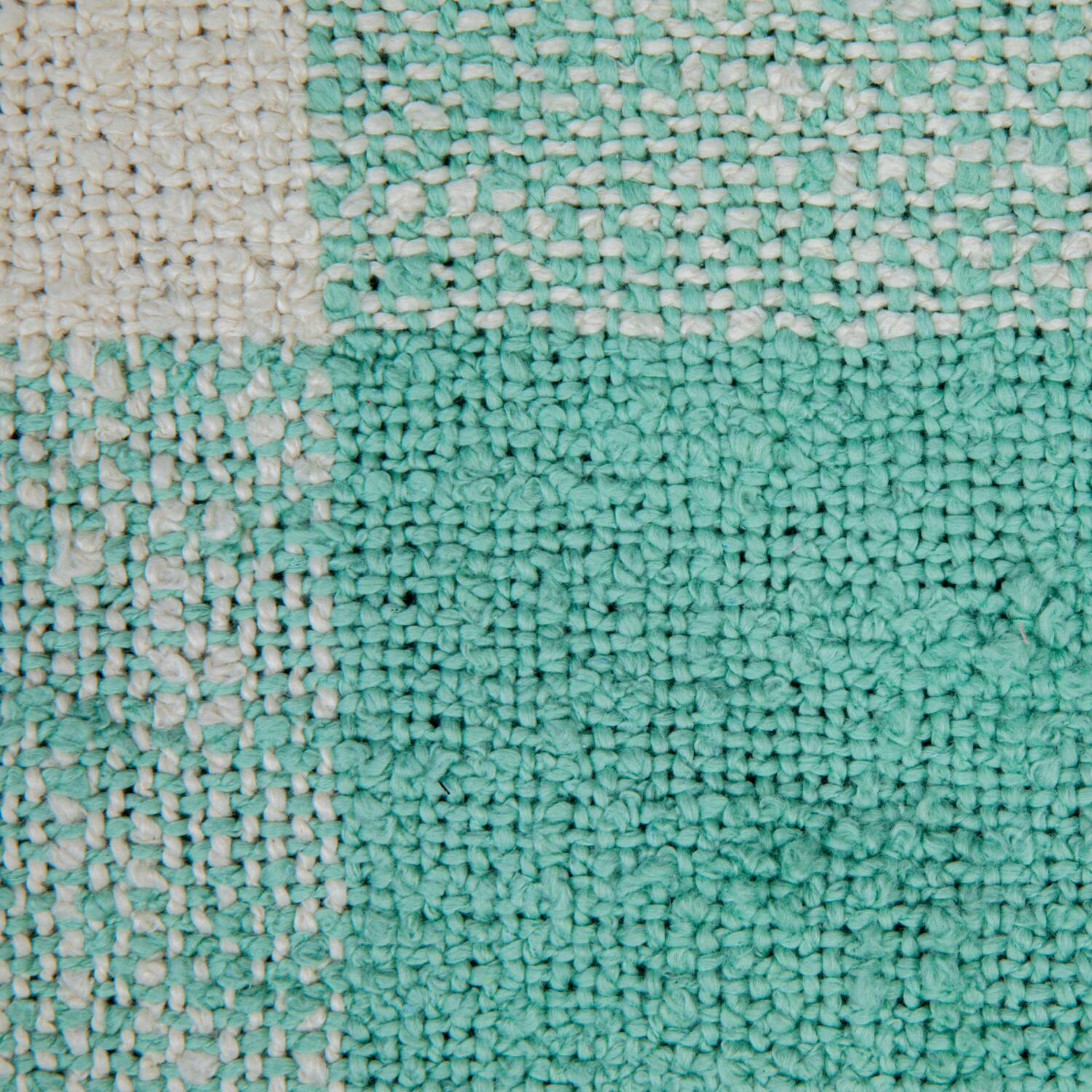Hello Honey&#xAE; Mint &#x26; Cream Plaid Hand-Woven Cotton Throw with Fringe