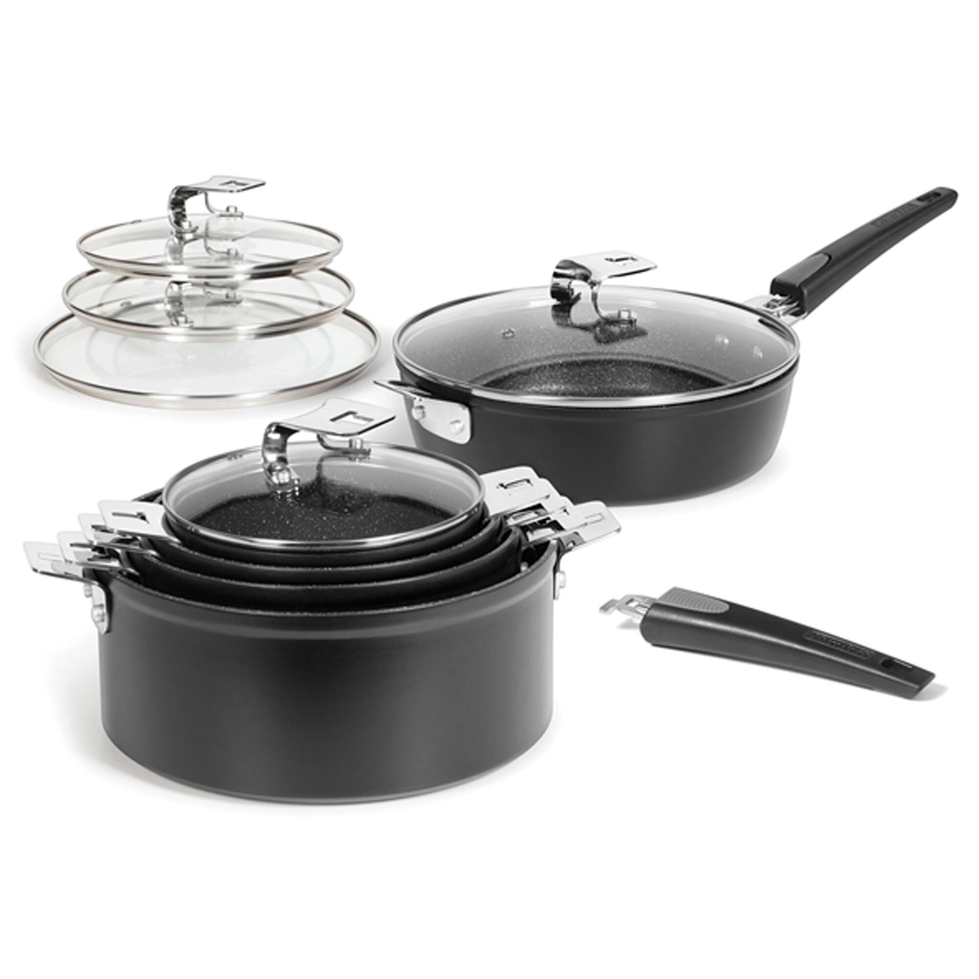 THE ROCK by Starfrit 12-Piece Space-Saving Set With T-Lock Detachable Handles