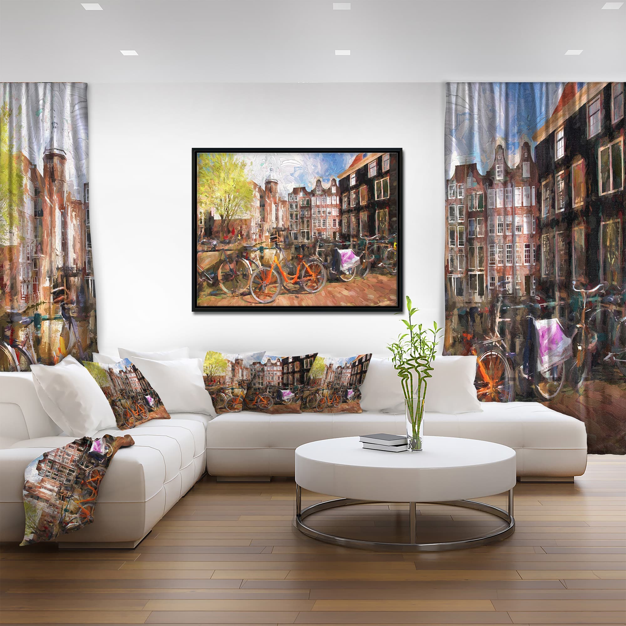 Designart - Amsterdam City Artwork - Landscape Framed Canvas Art Print