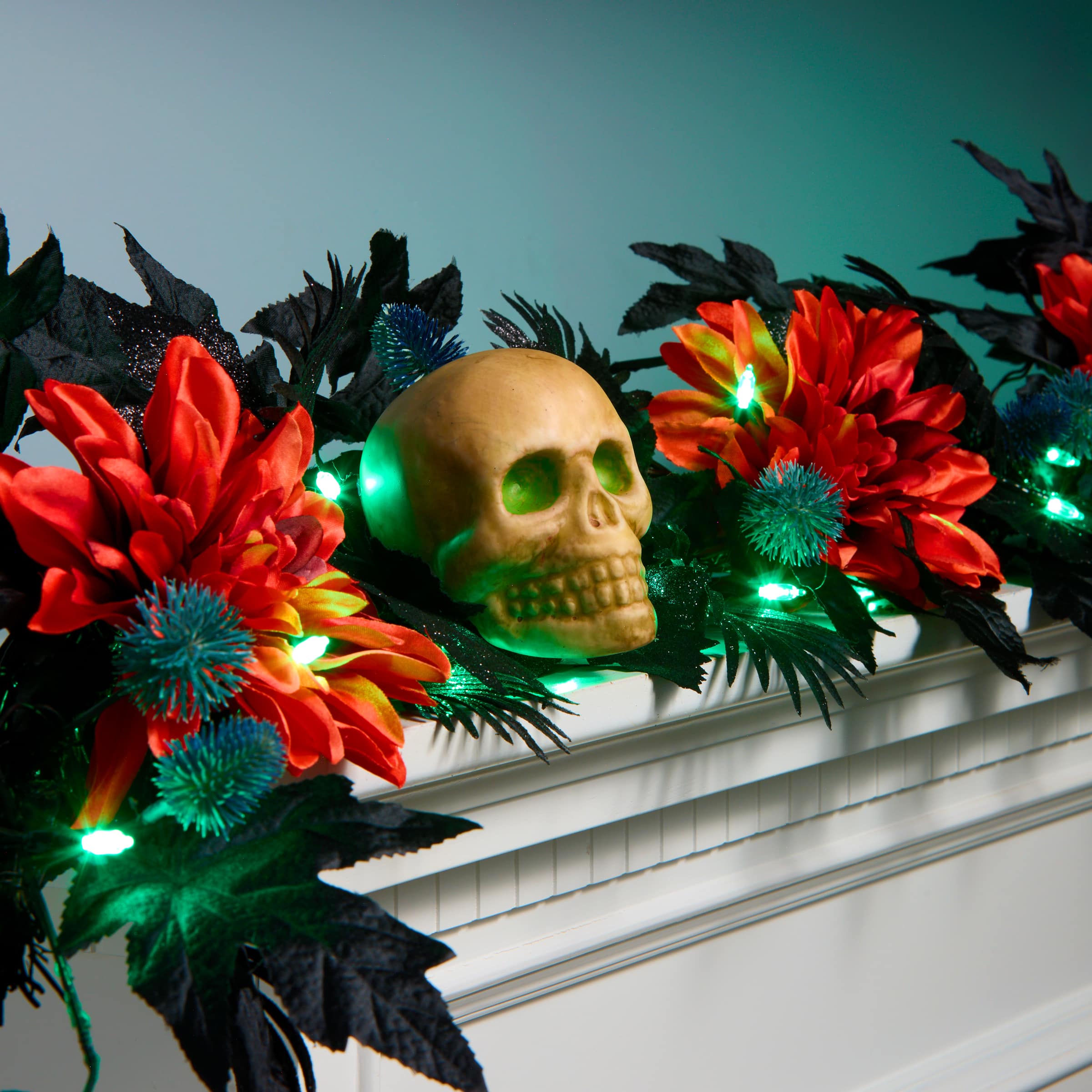 6ft. Boo-tiful Skull Halloween Pre-Lit LED Garland