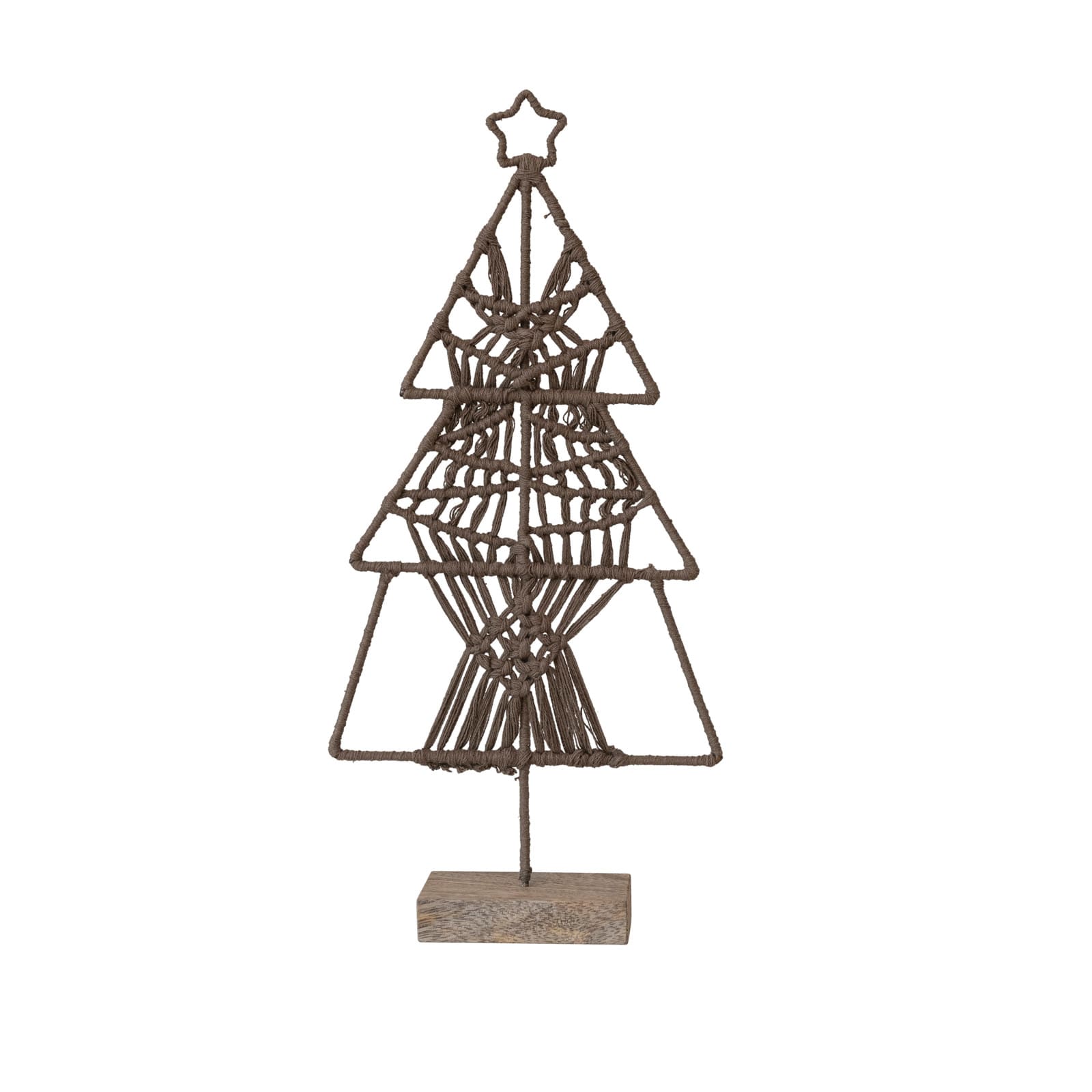 Hello Honey® 13.5" Brown Cotton Thread & Metal Tree with Star & Mango Wood Base