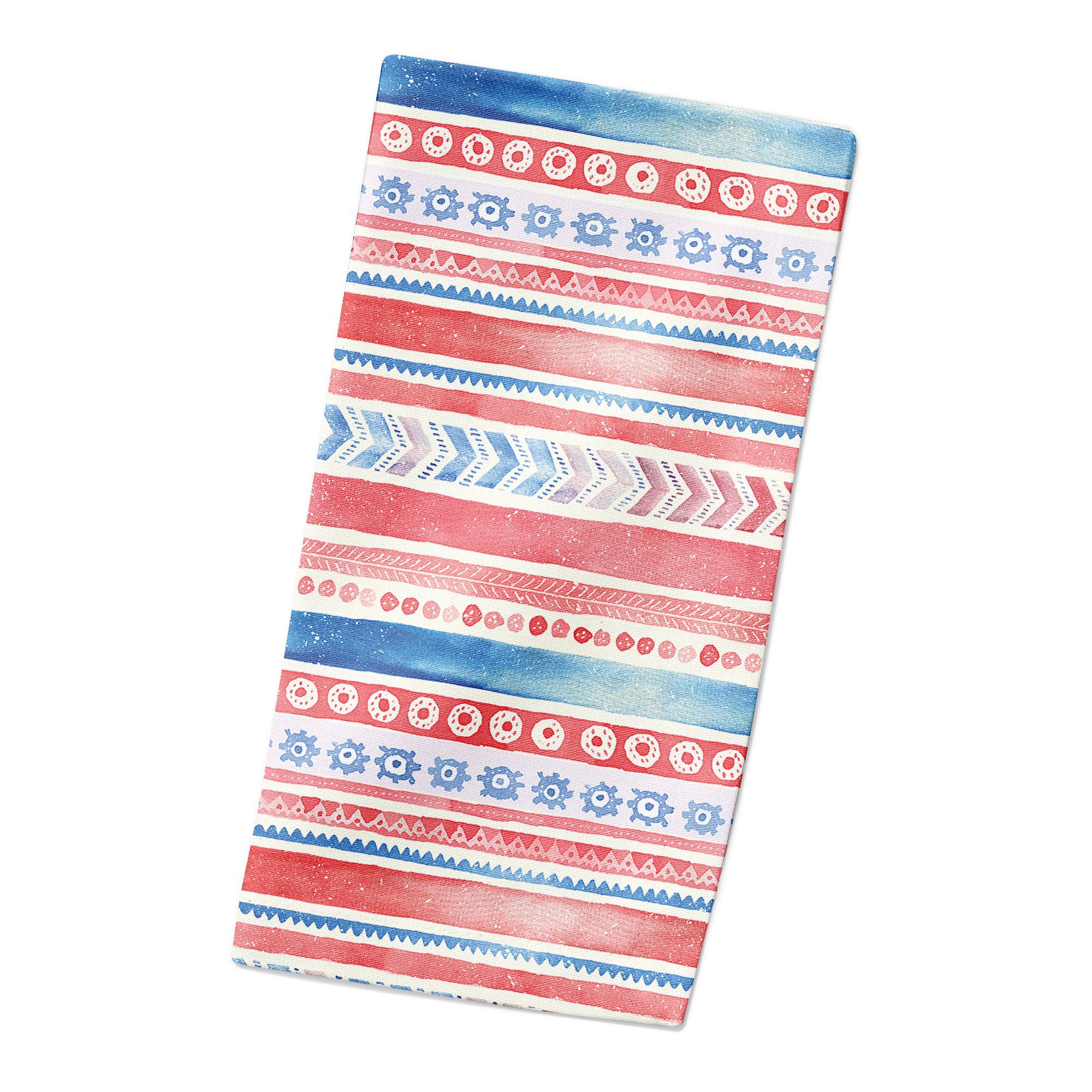 Patriotic Watercolor Folksy Pattern Cotton Twill Napkin