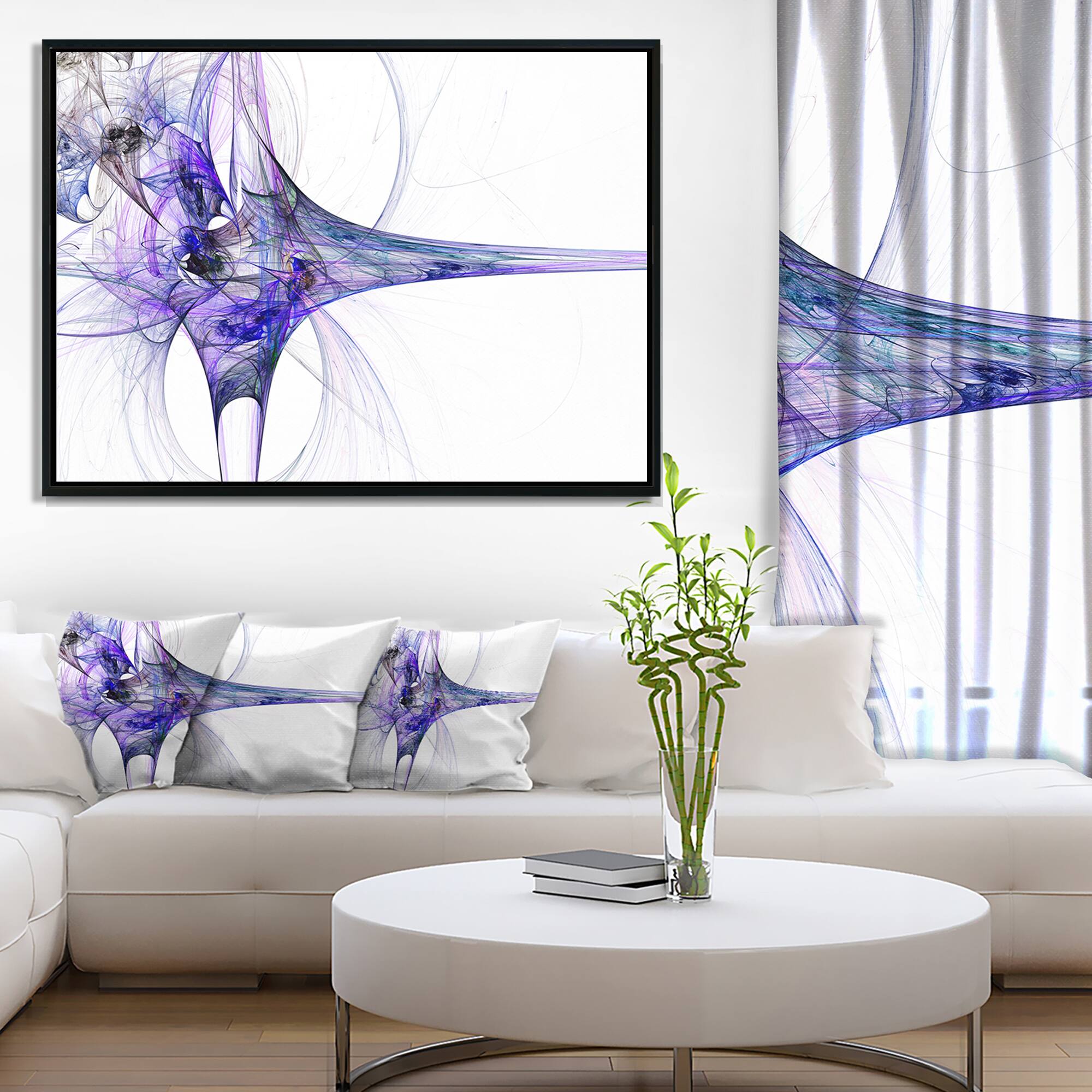 Designart - Large Fractal Artwork Blue - Abstract Framed Canvas art print