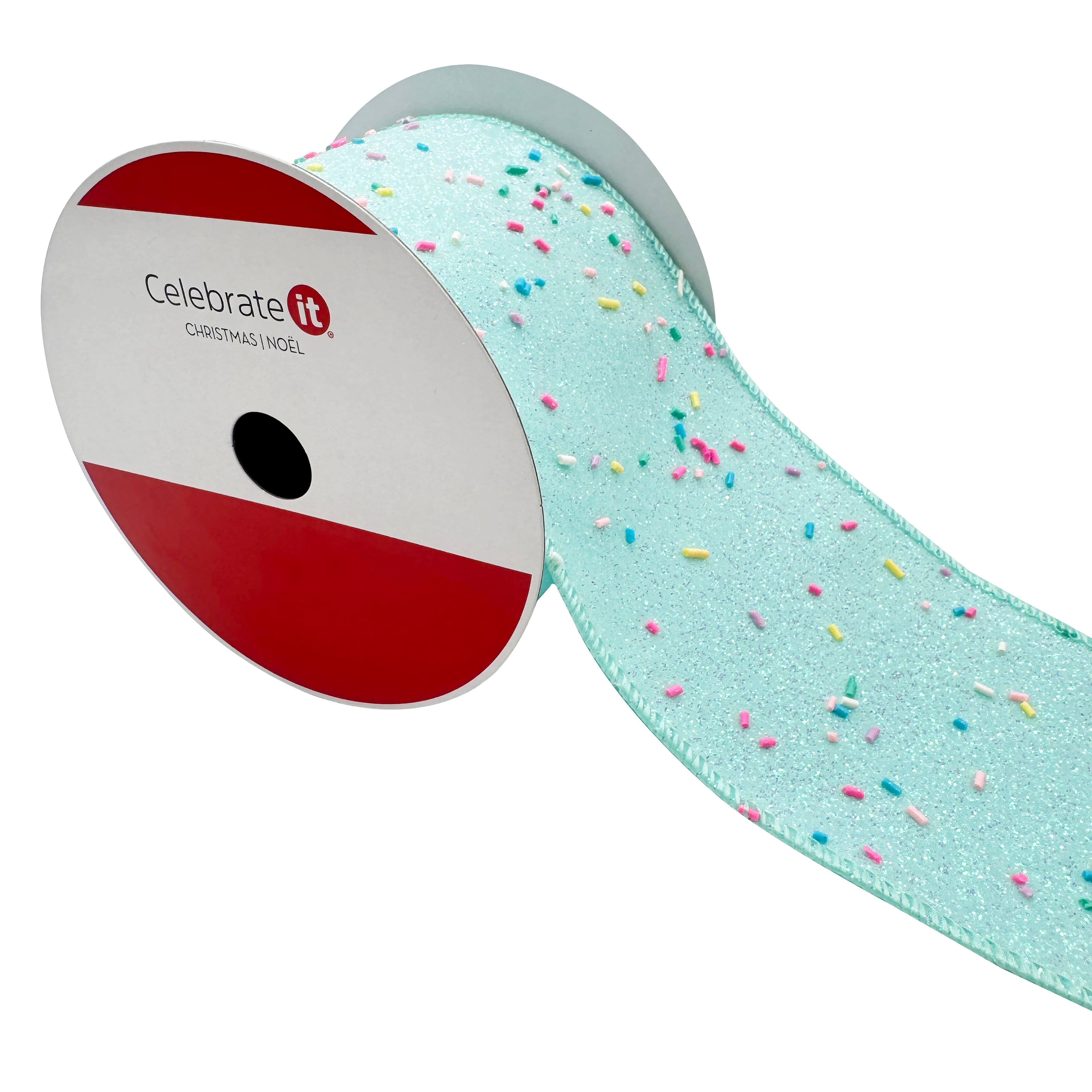 3.5" x 15ft. Turquoise Sugar Sprinkles Wired Ribbon by Celebrate It®