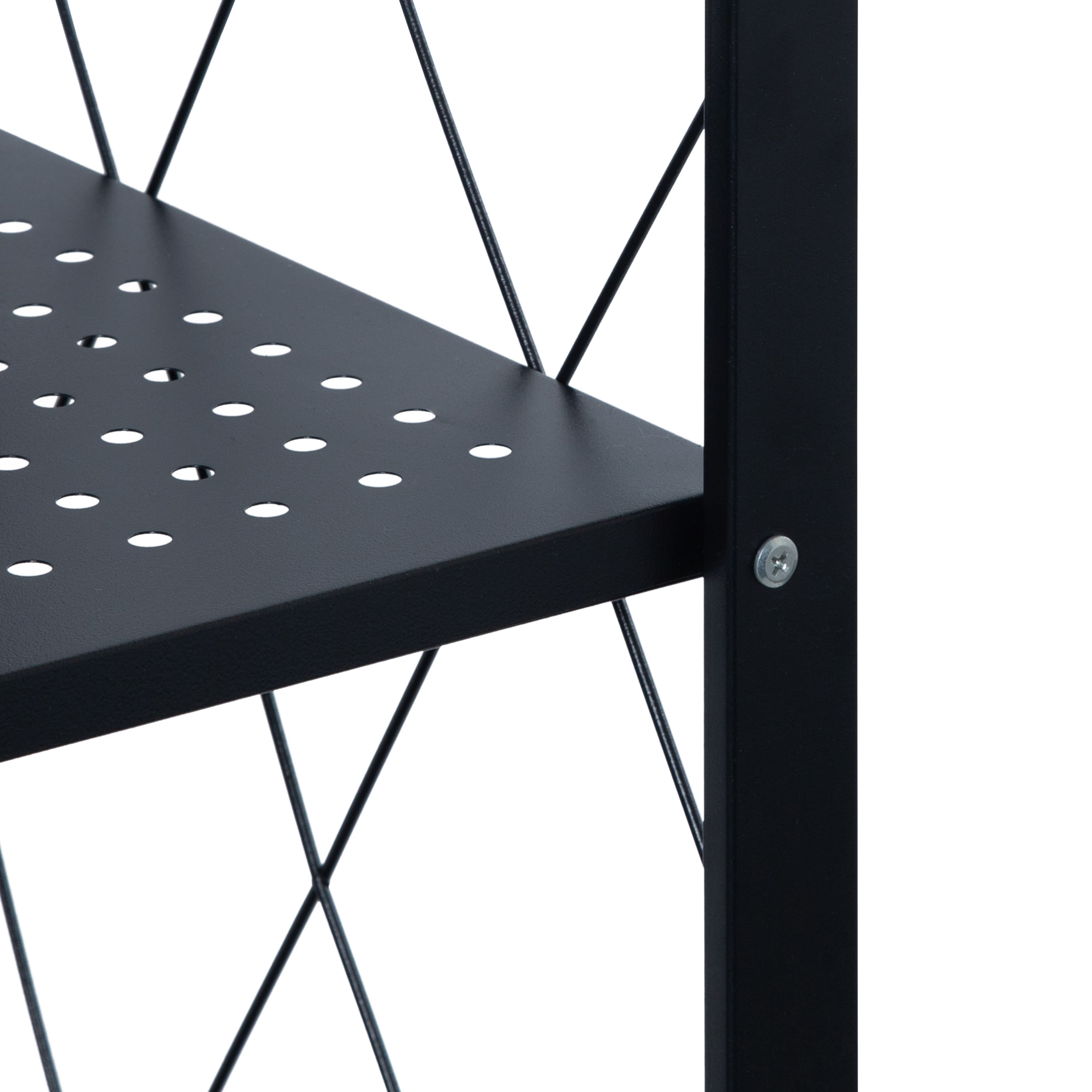 Organize It All Black 4-Tier Foldable Metal Rack with Wheels