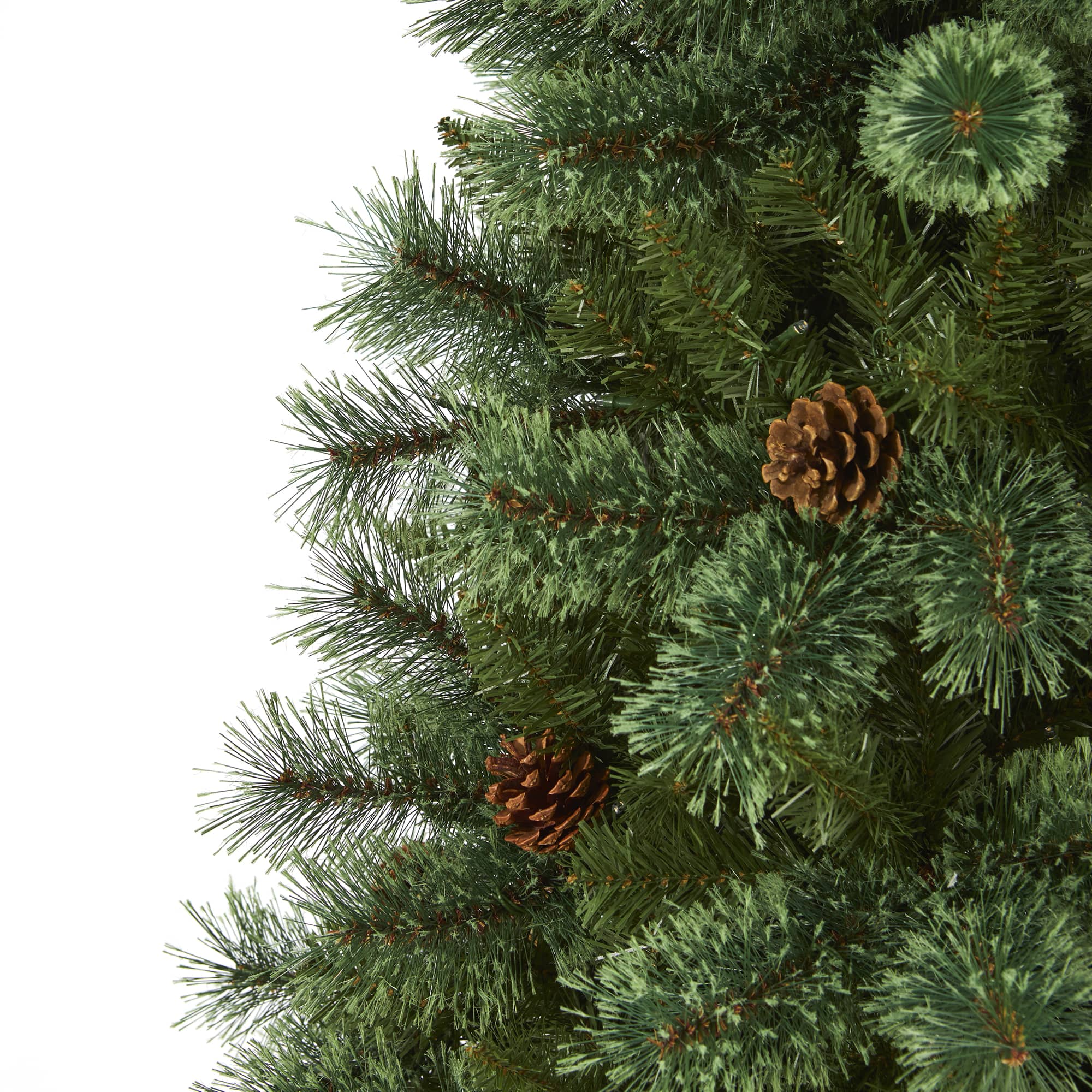 6ft. Pre-Lit White Mountain Pine & Pinecones Artificial Christmas Tree with Clear LED Lights