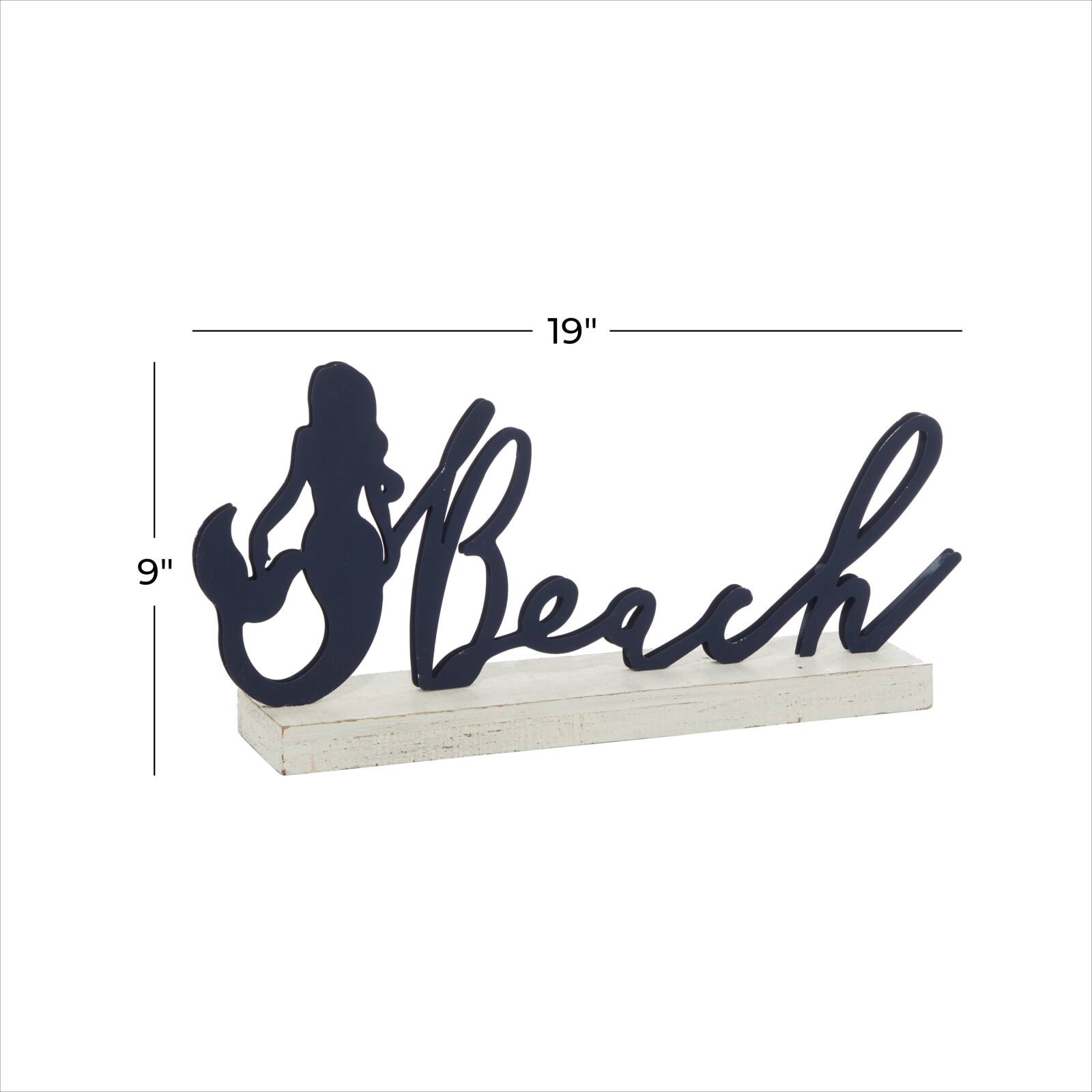 19" Black Wood Coastal Beach Tabletop Sign