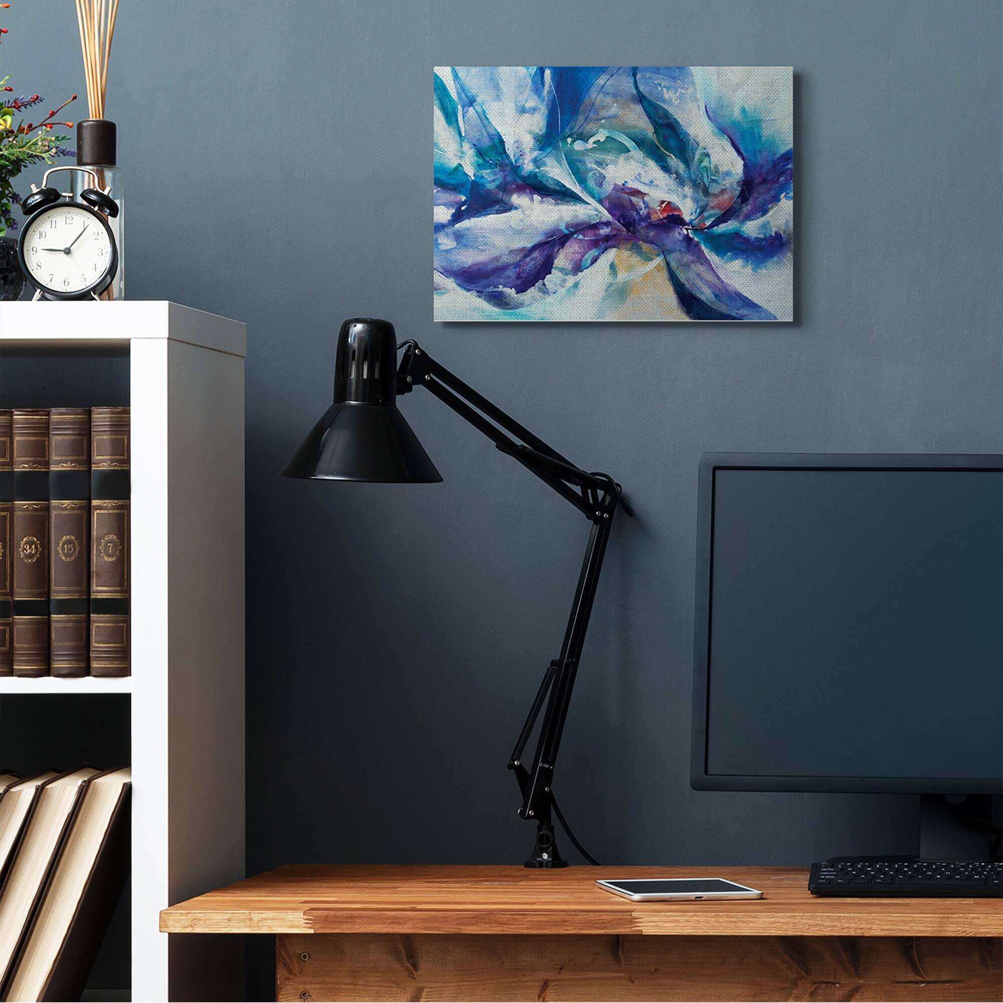 Stupell Industries Underwater Scene Abstract Swirling Blue Purple Details Canvas Wall Art