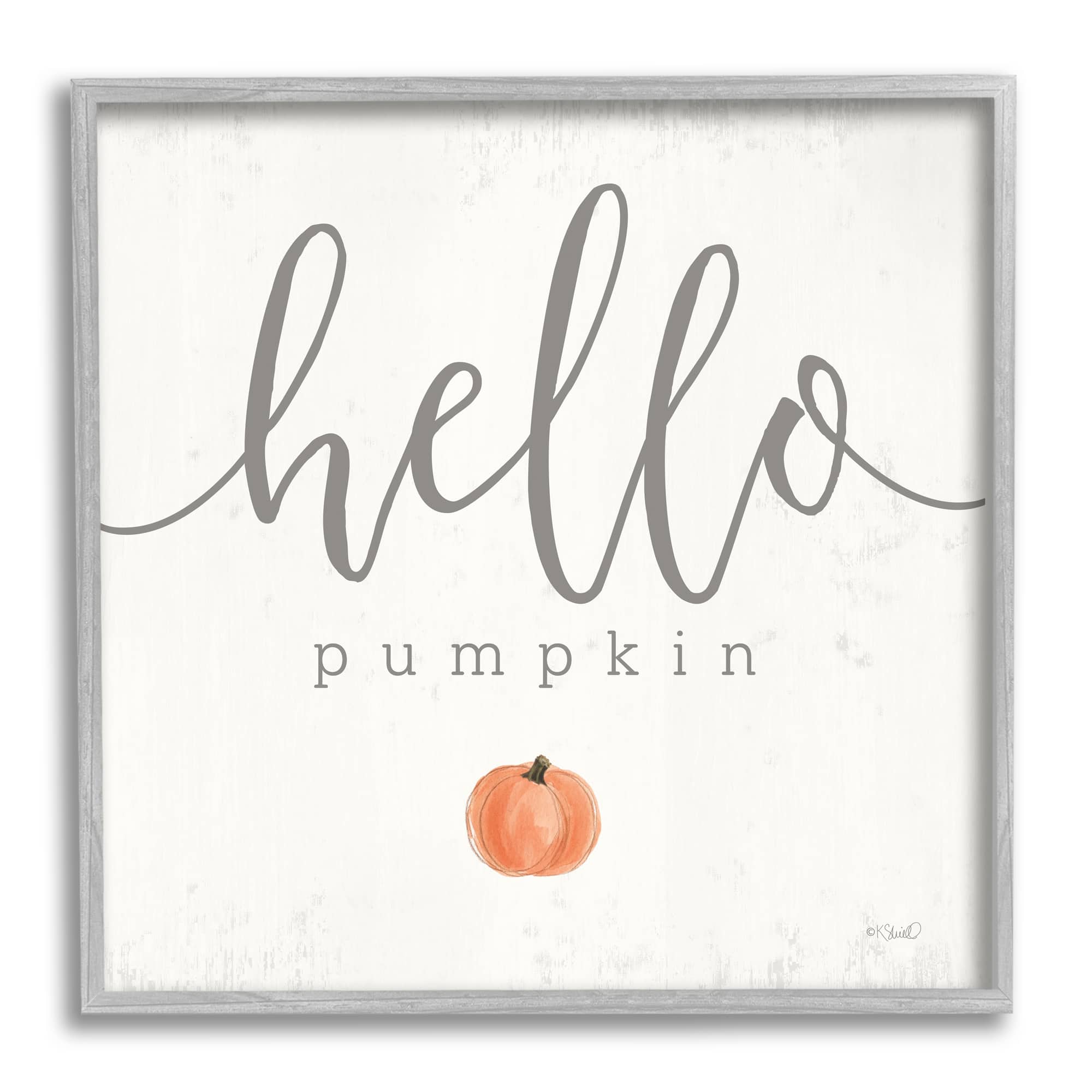 Stupell Industries Hello Pumpkin Fall Greeting Framed Giclee Art