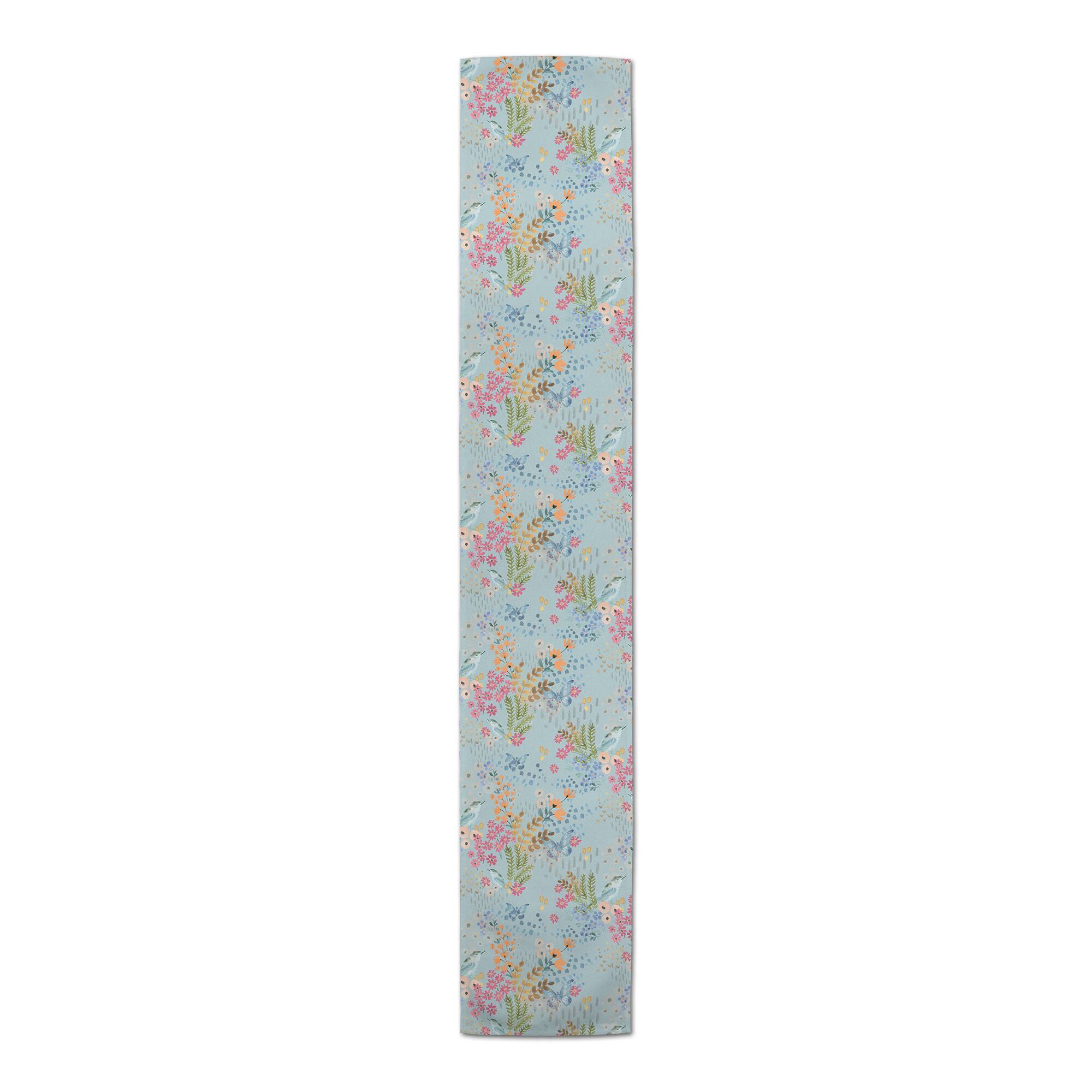90" Butterfly Bird Floral Cotton Twill Table Runner
