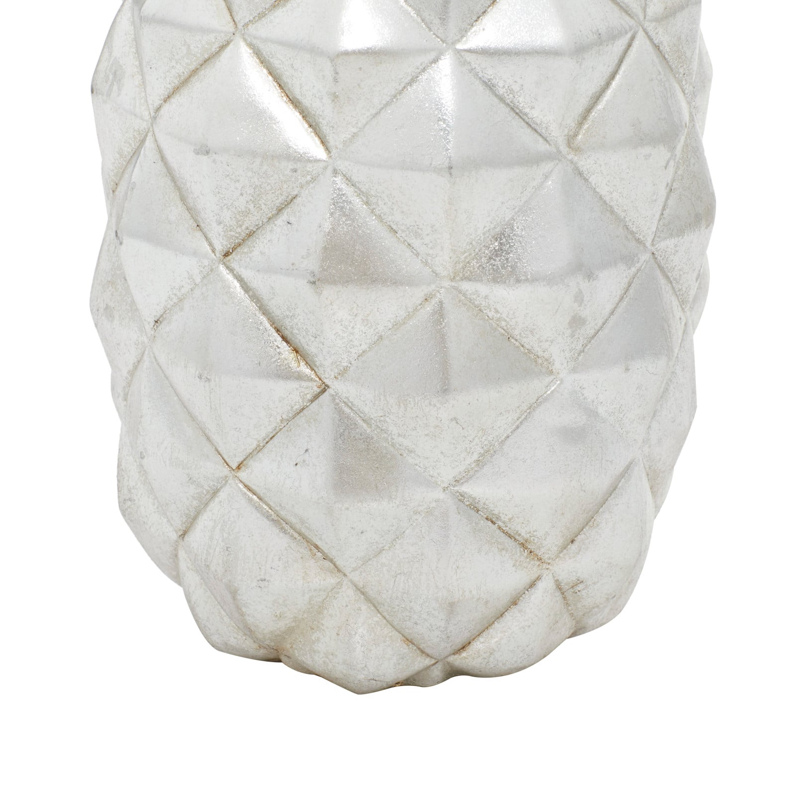 Silver Polystone Traditional Decorative Pineapple, 14&#x22; x 6&#x22; x 6&#x22;