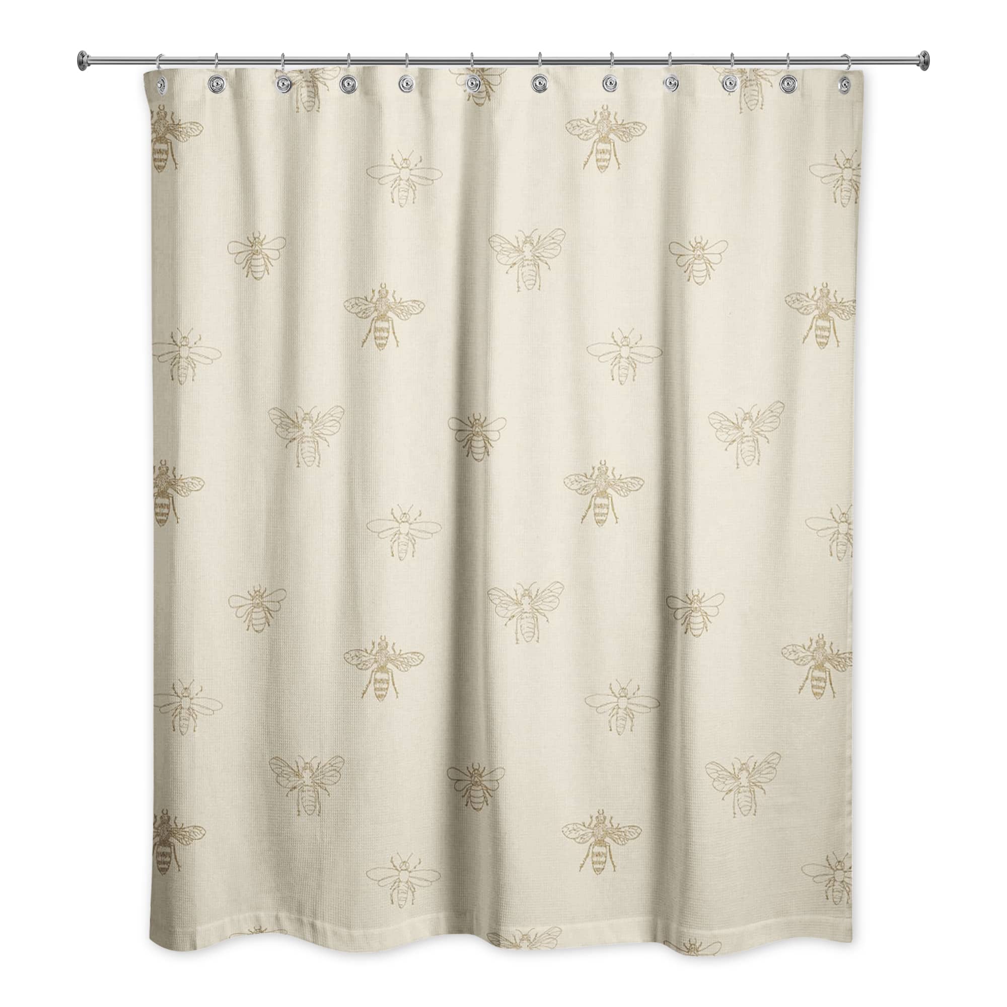 Delicate Bee Fabric Shower Curtain, 71&#x22; x 74&#x22;