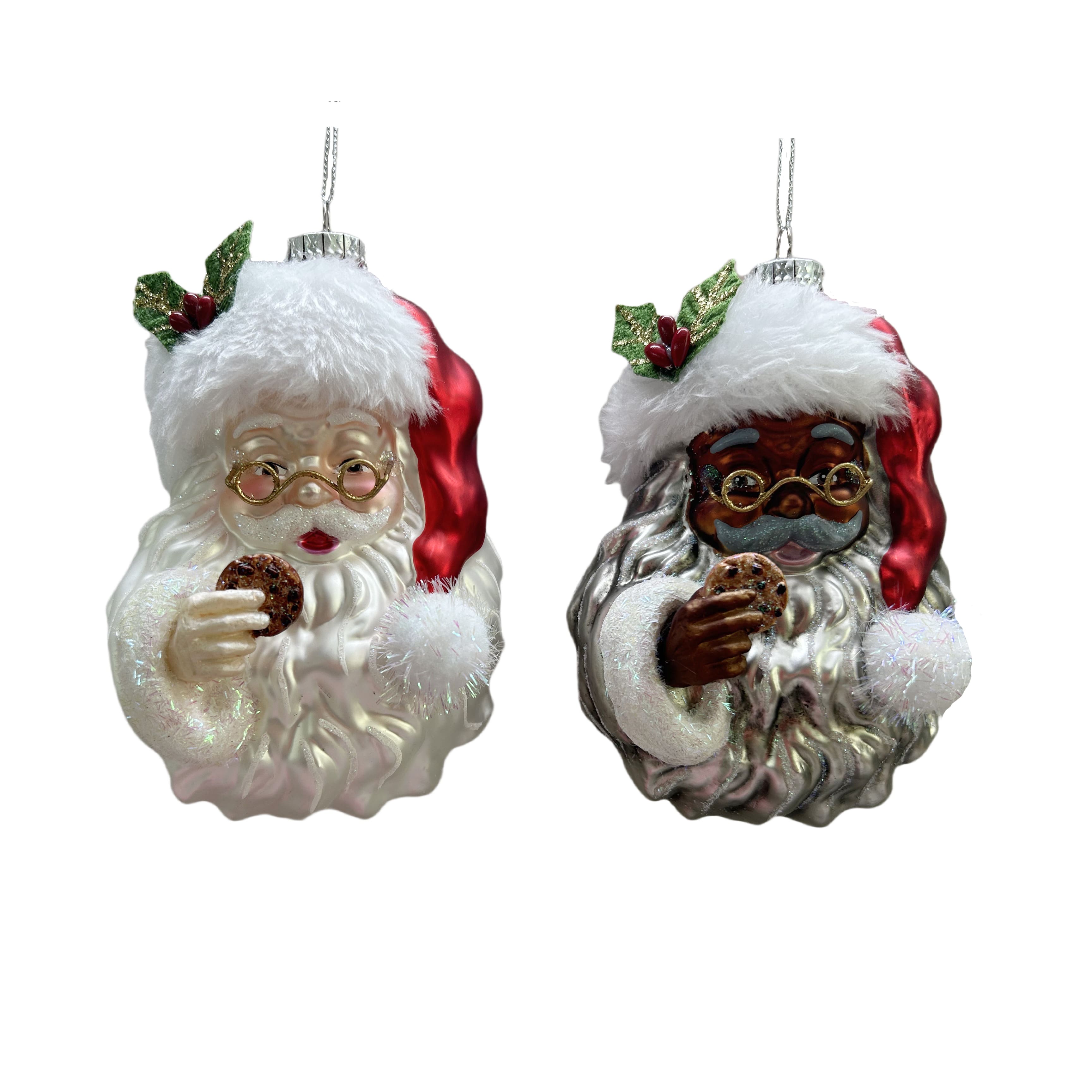 Assorted 4.75" Santa Head Glass Ornament by Ashland®, 1pc.