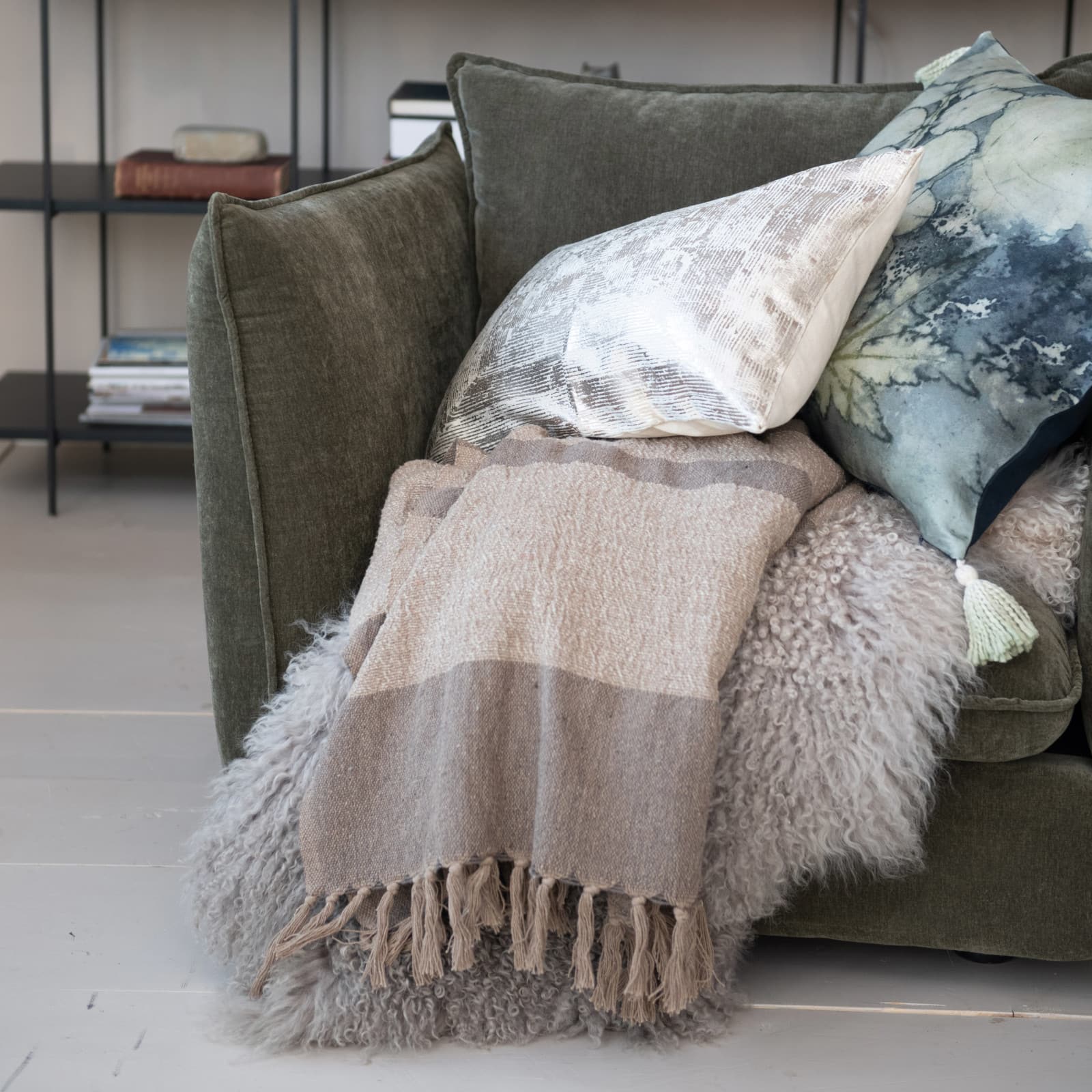 Hello Honey® Beige & Brown Savannah Stripe Cotton Blend Throw with Fringe