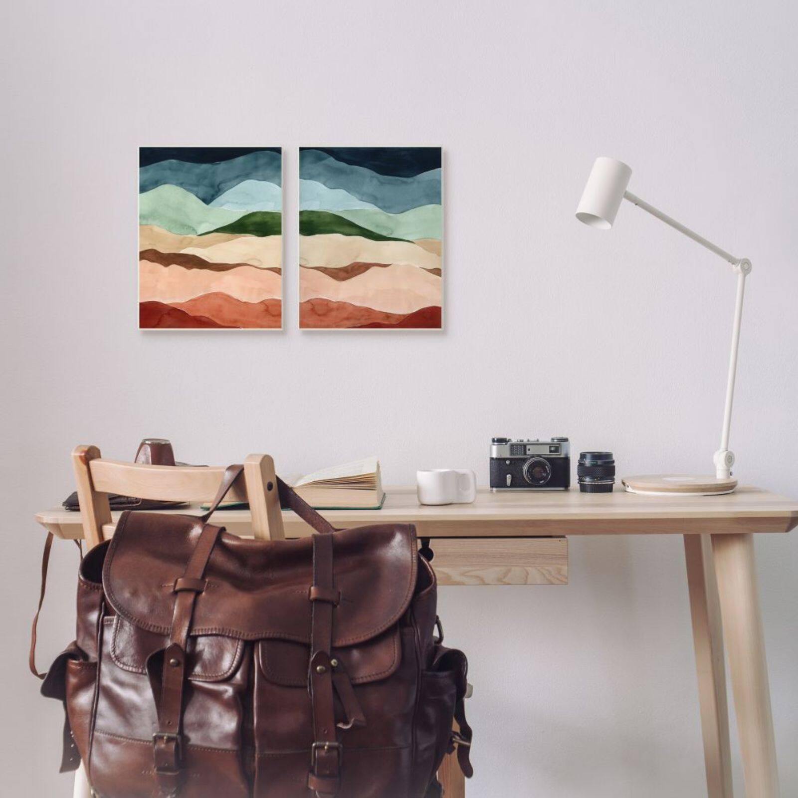 Stupell Industries Abstract Lake Landscape Organic Blue &#x26; Green Design Black Framed Wall Art Set