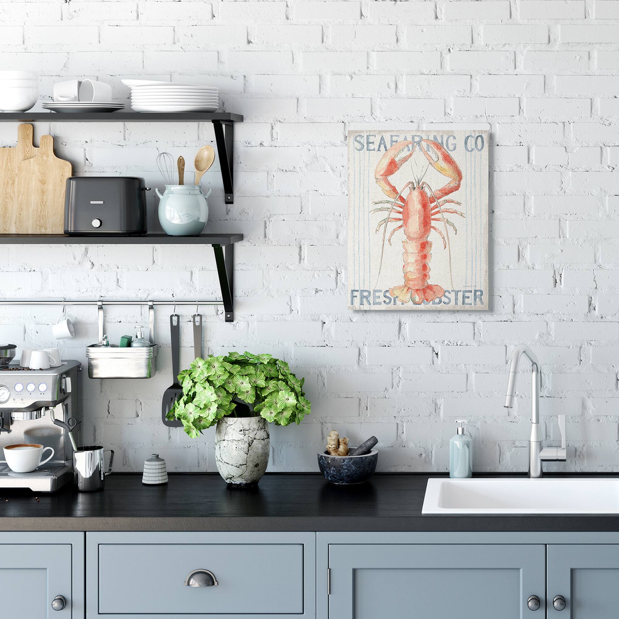 Stupell Industries Nautical Lobster Seafood Sign Canvas Wall Art