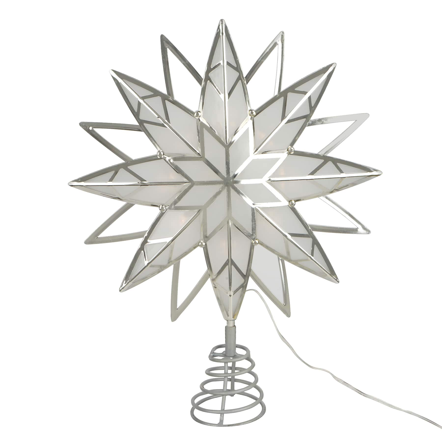 15&#x22; Silver &#x26; White Octagonal Star LED Tree Topper by Ashland&#xAE;