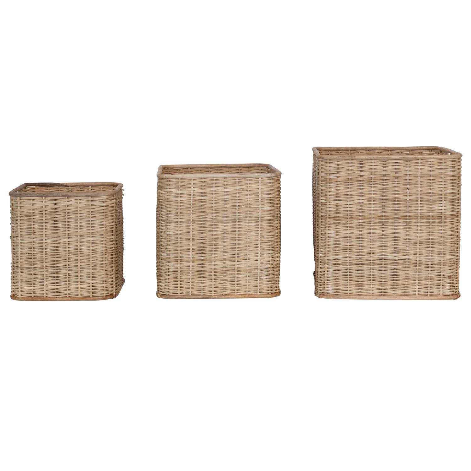 Hello Honey&#xAE; Natural Handmade Palm &#x26; Rattan Basket Storage Set with Handles