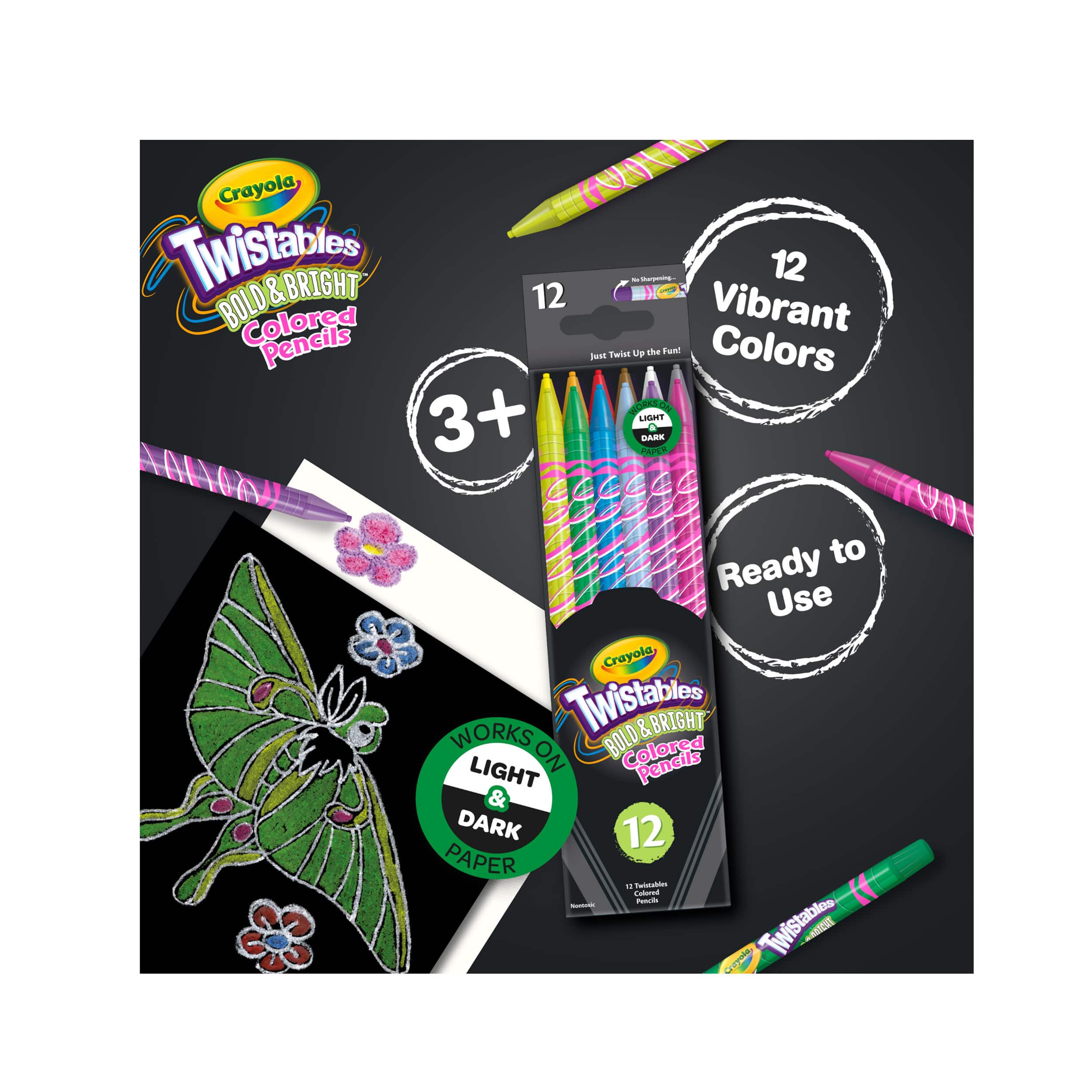Crayons de couleur Bold & Bright Twistables de Crayola, 12 unités