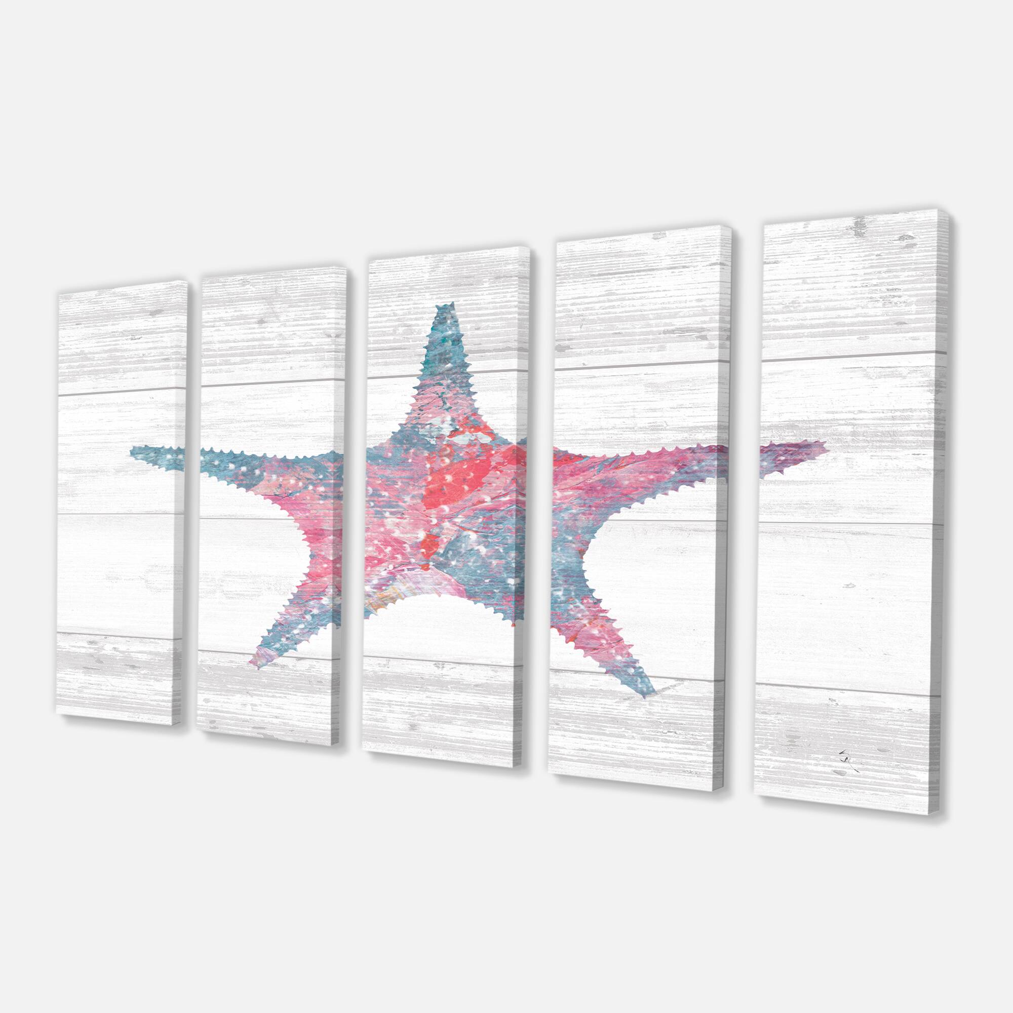 Designart - Pink Starfish Ocean Life - Nautical &#x26; Coastal Canvas Art 