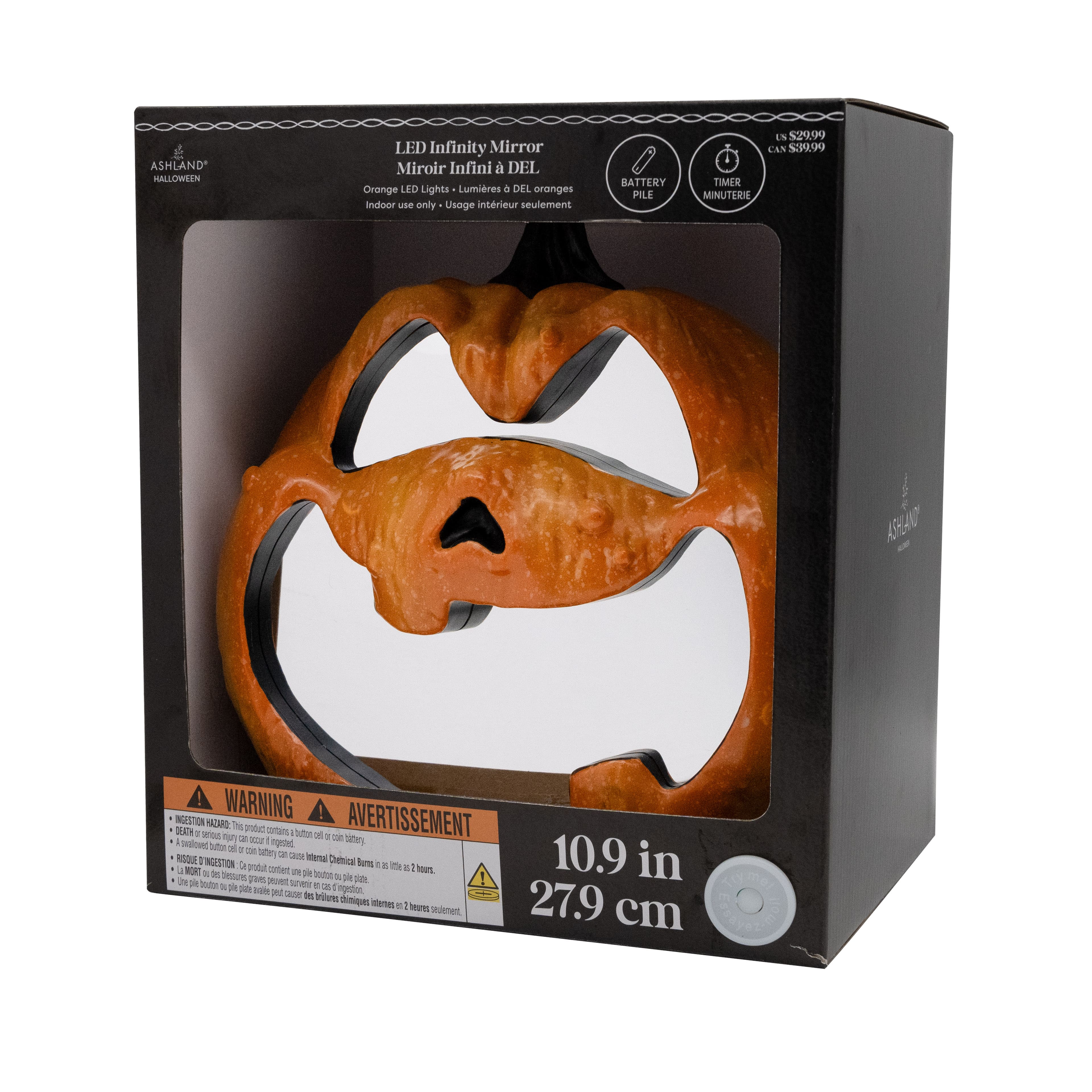 11&#x22; Orange Pumpkin LED Infinity Mirror by Ashland&#xAE;