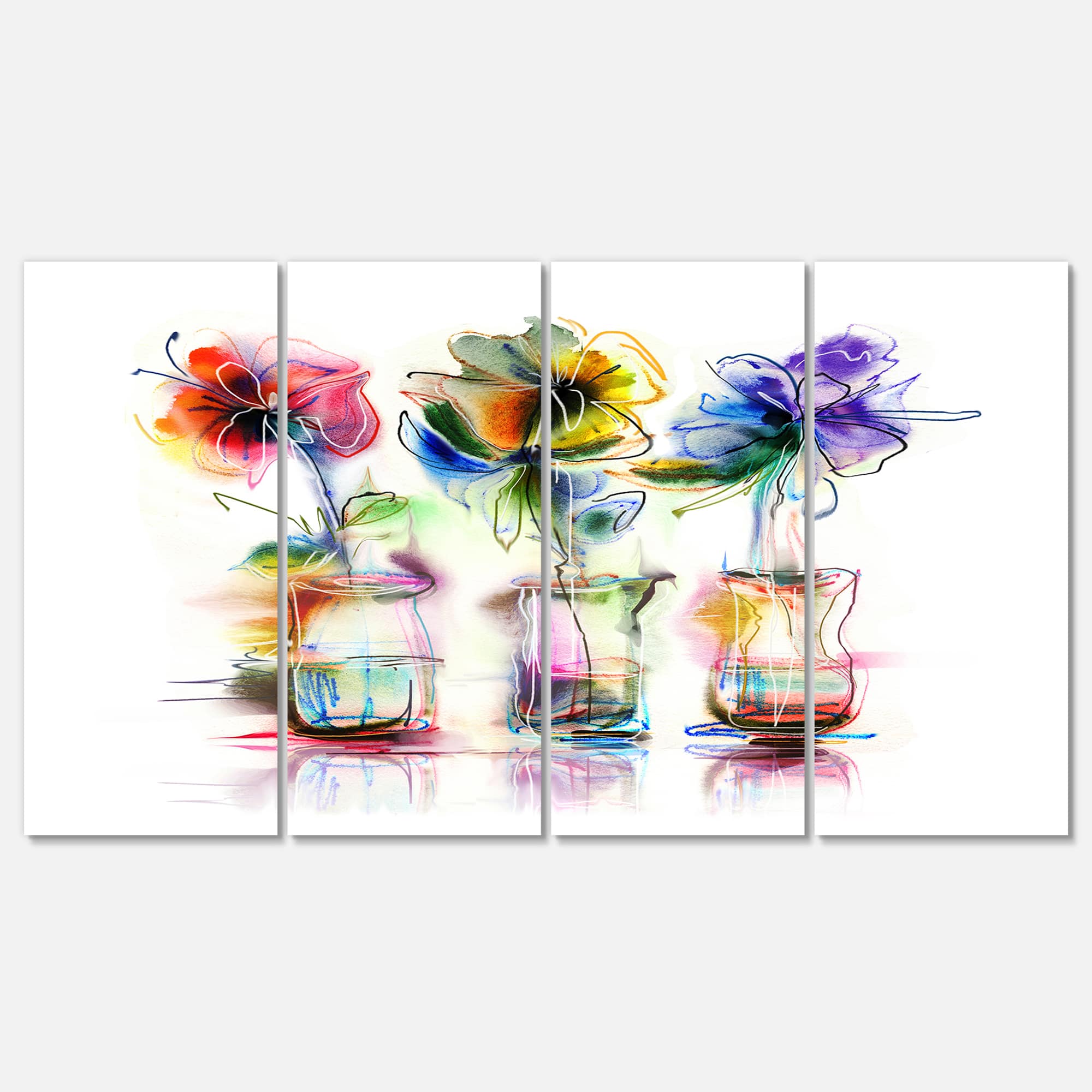 Designart - Abstract Flowers in Glass Vases