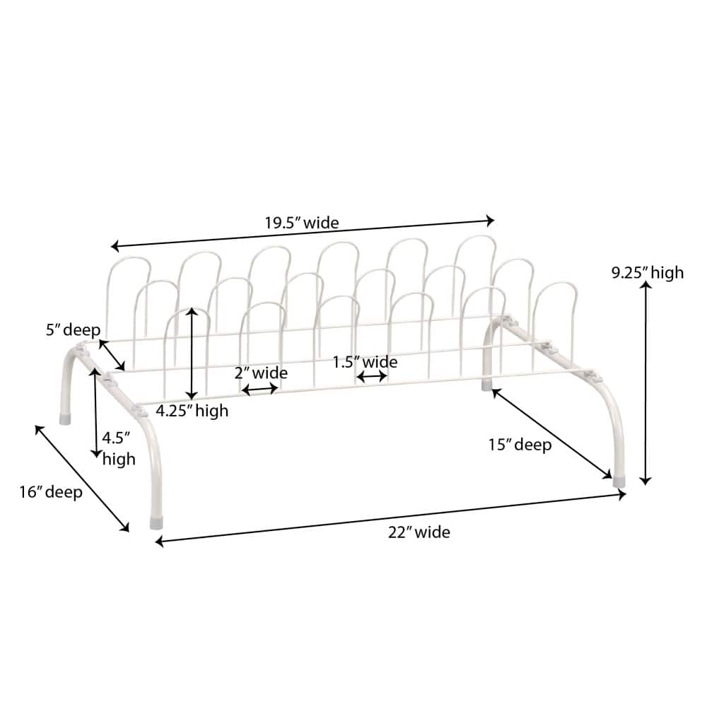 Household Essentials White 9-Pair Wire Shoe Rack