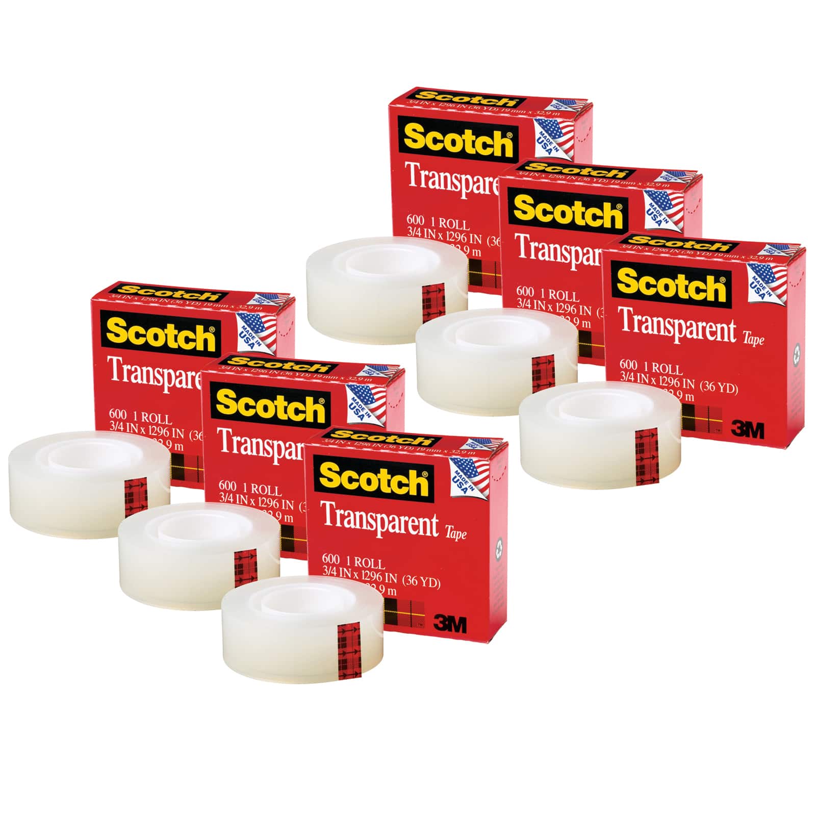 Scotch® Transparent Tape Refill Rolls, 6ct.