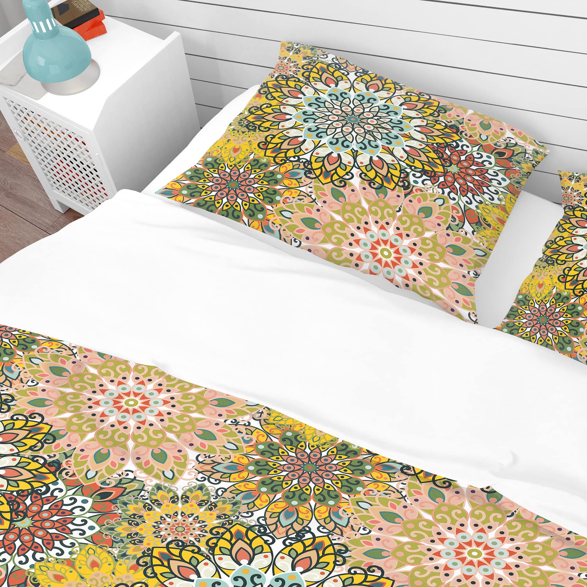 Designart &#x27;Mandala Pattern For Printing on Fabric Or Paper&#x27; Bohemian &#x26; Eclectic Bedding Set - Duvet Cover &#x26; Shams