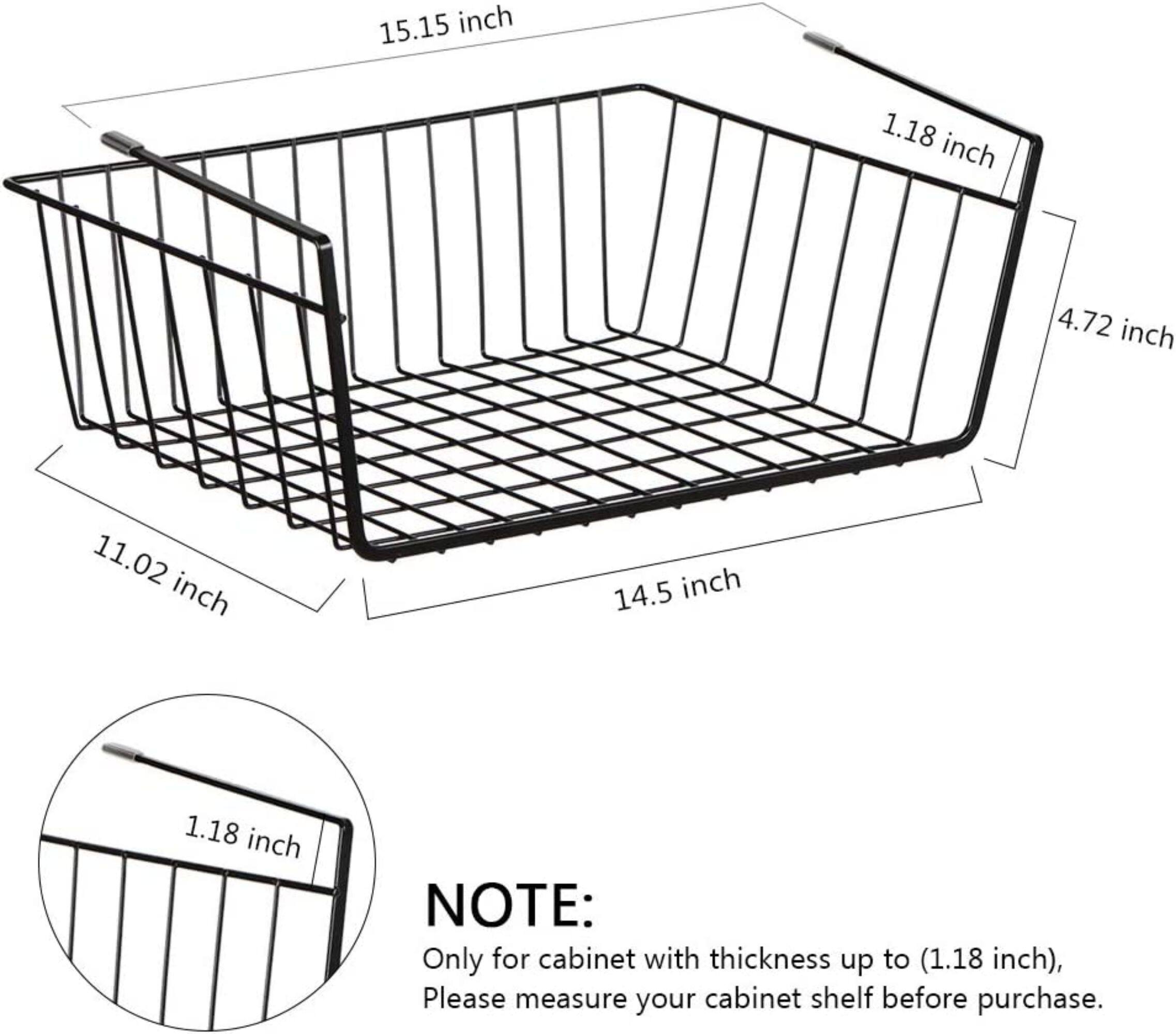 NEX&#x2122; Black Under Shelf Wire Baskets, 4ct.
