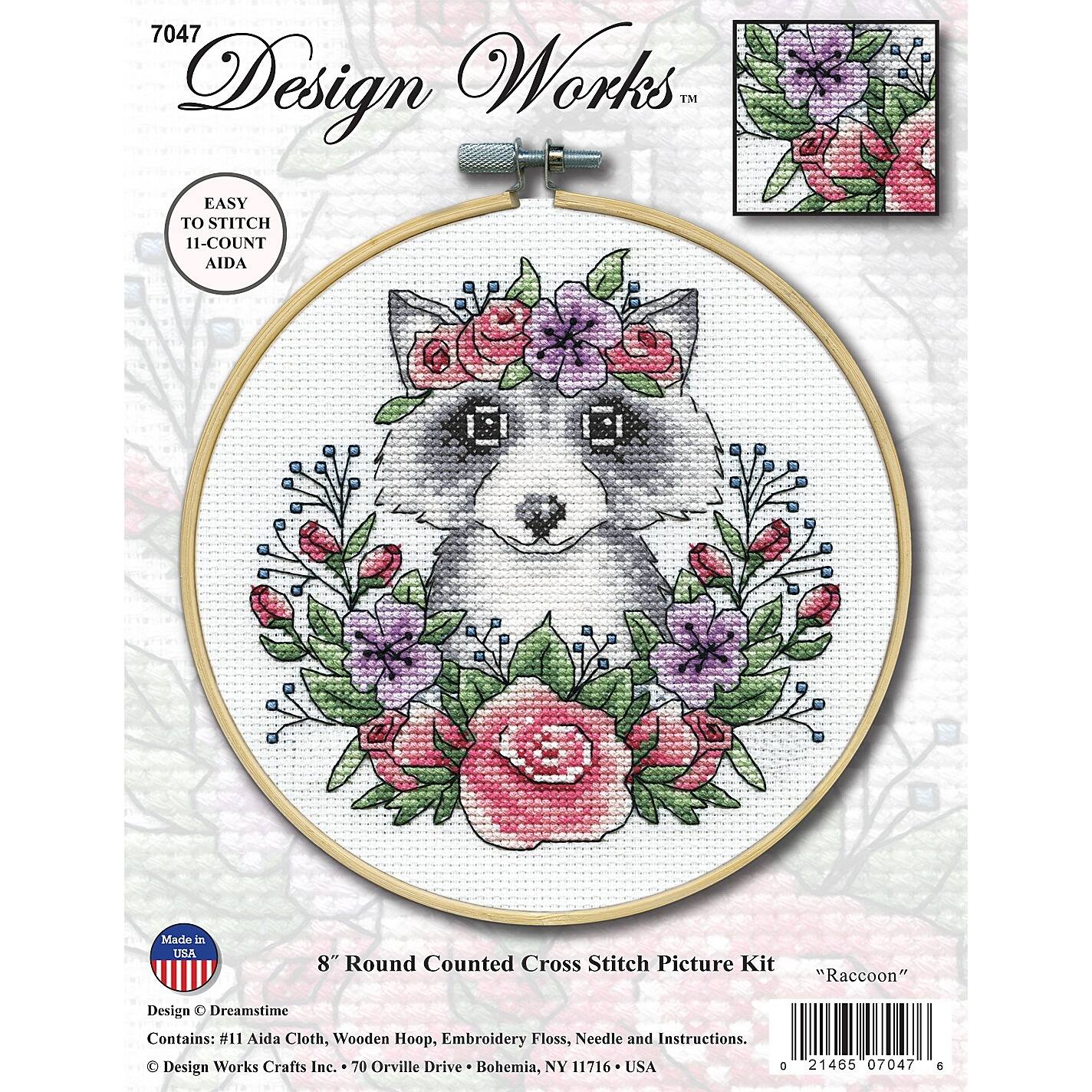 Design Works™ 8'' Round Raccoon Counted Cross Stitch Kit