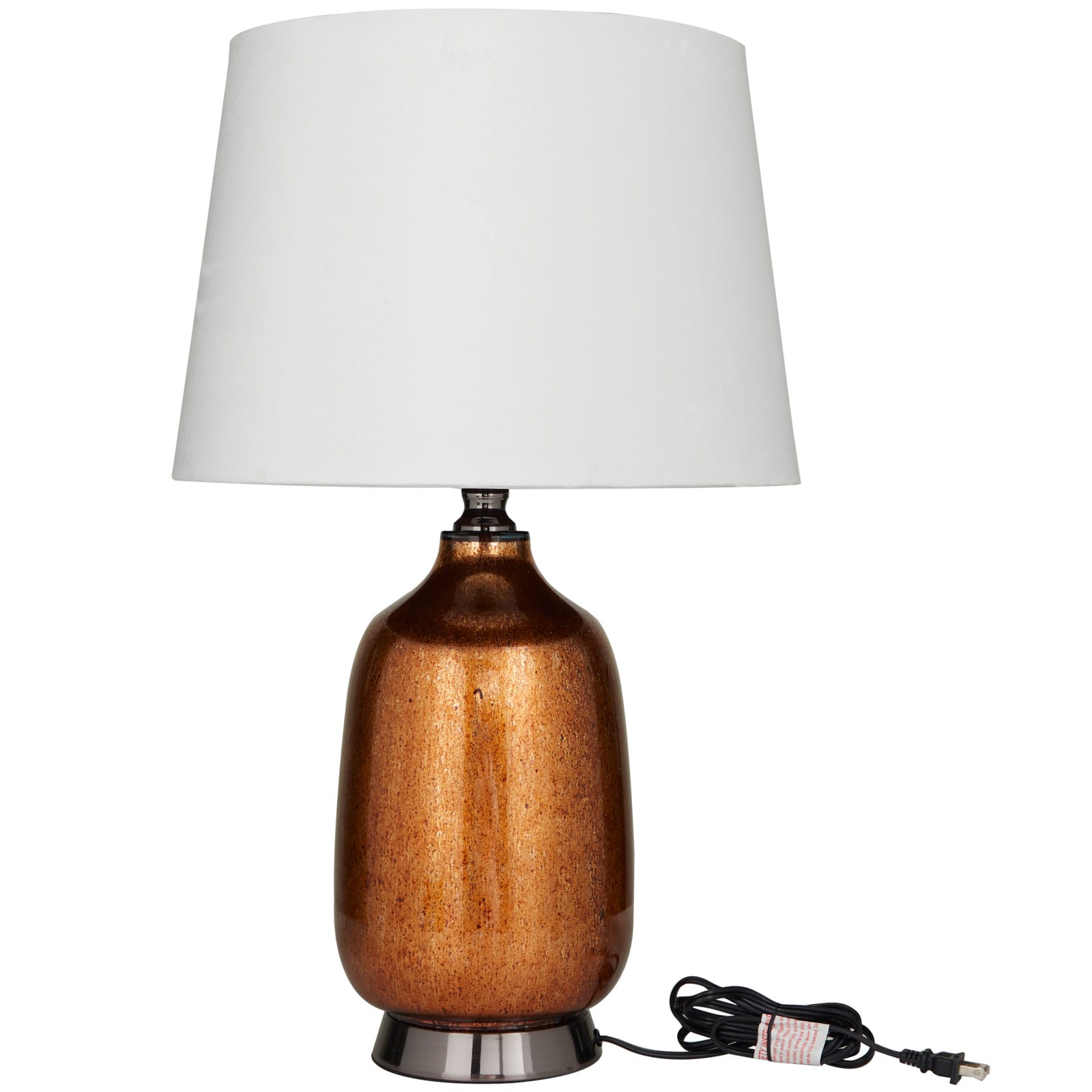 Copper Glass Gourd Style Base Table Lamp with Tapered Shade 16&#x22; x 16&#x22; x 26&#x22;