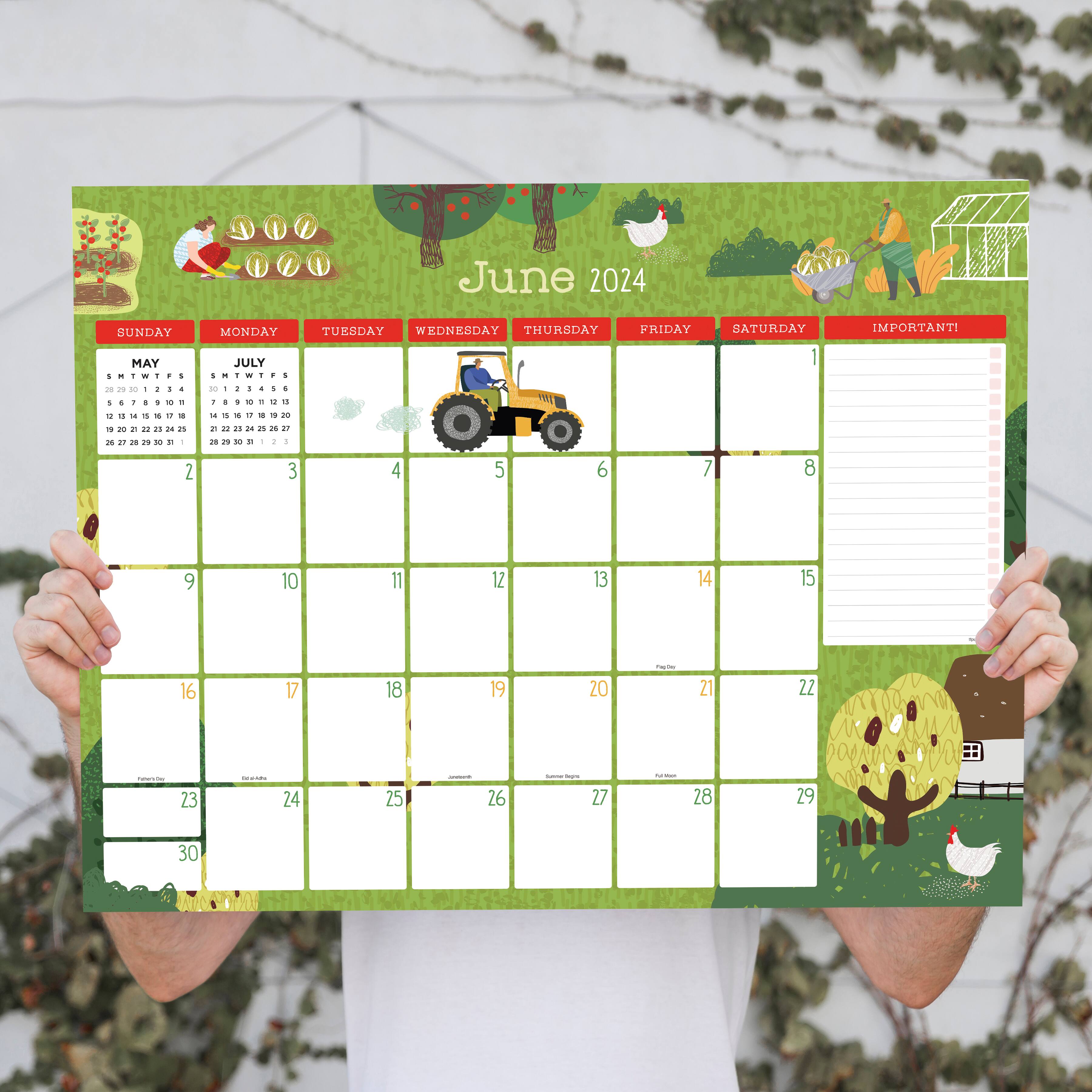 TF Publishing 2024 Folk Love Desk Pad Monthly Blotter Calendar