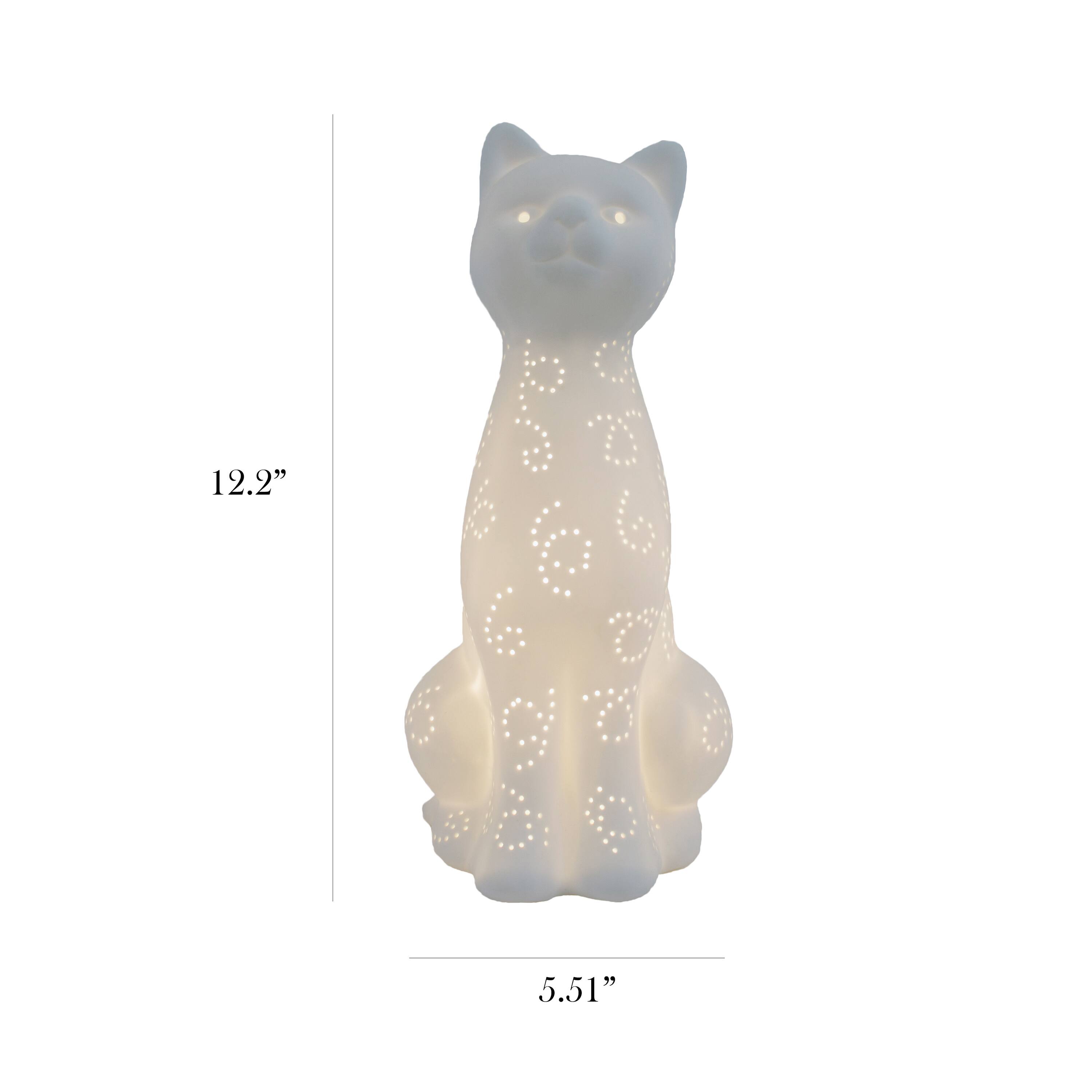 Simple Designs Porcelain Kitty Cat Shaped Animal Light Table Lamp