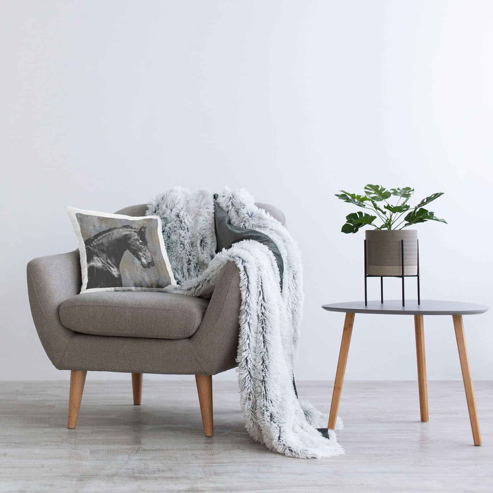 Stupell Industries Majestic Black Stallion Horse Wildlife Portrait Throw Pillow, 18" x 18"