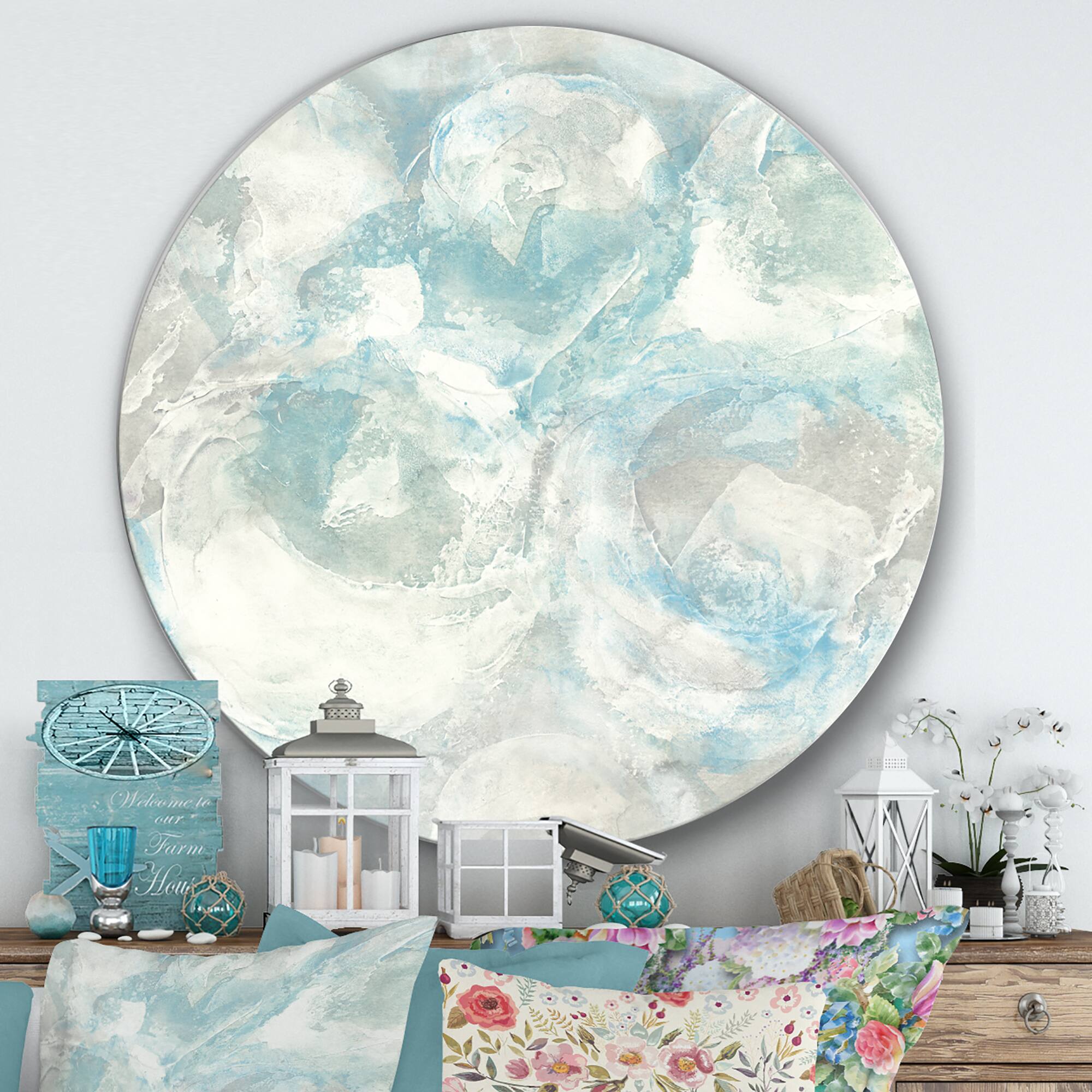 Designart - Pale Blue Shade III - Farmhouse Metal Circle Wall Art